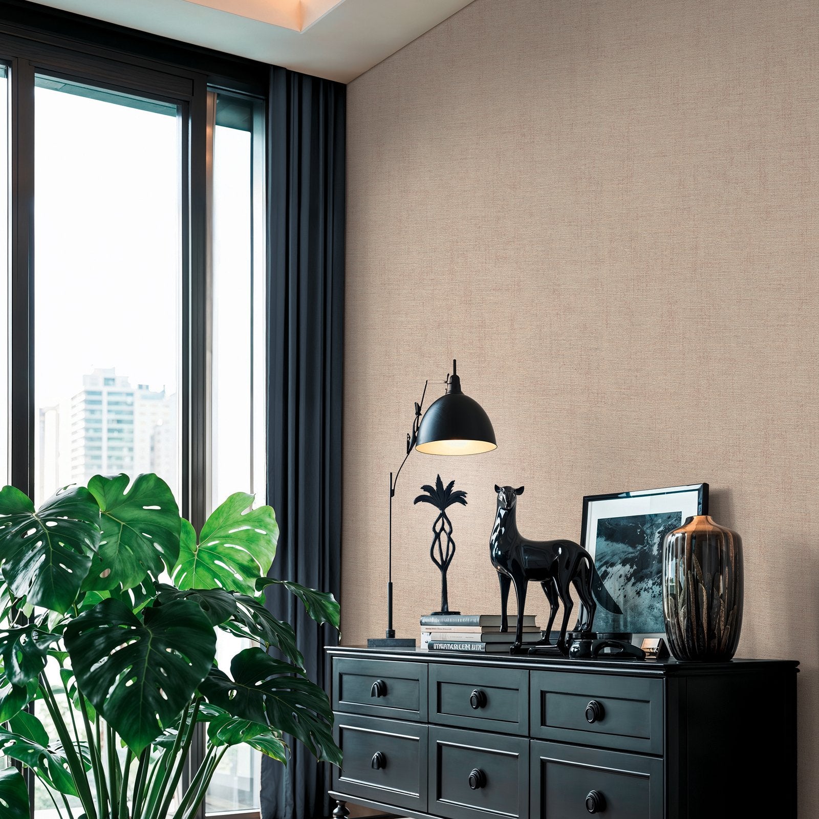 Plain Texture Wallpaper in Beige color - pattern number HV41094 - by Galerie in the Havana 2 collection