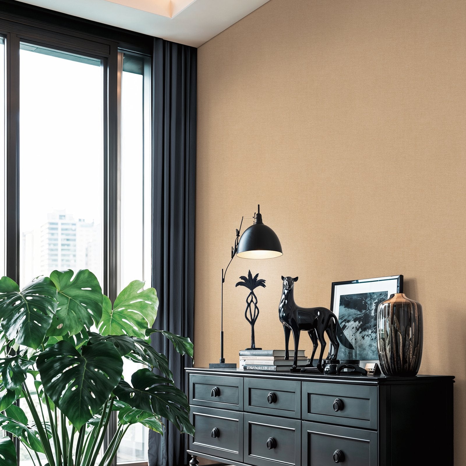 Plain Texture Wallpaper in Orange color - pattern number HV41098 - by Galerie in the Havana 2 collection