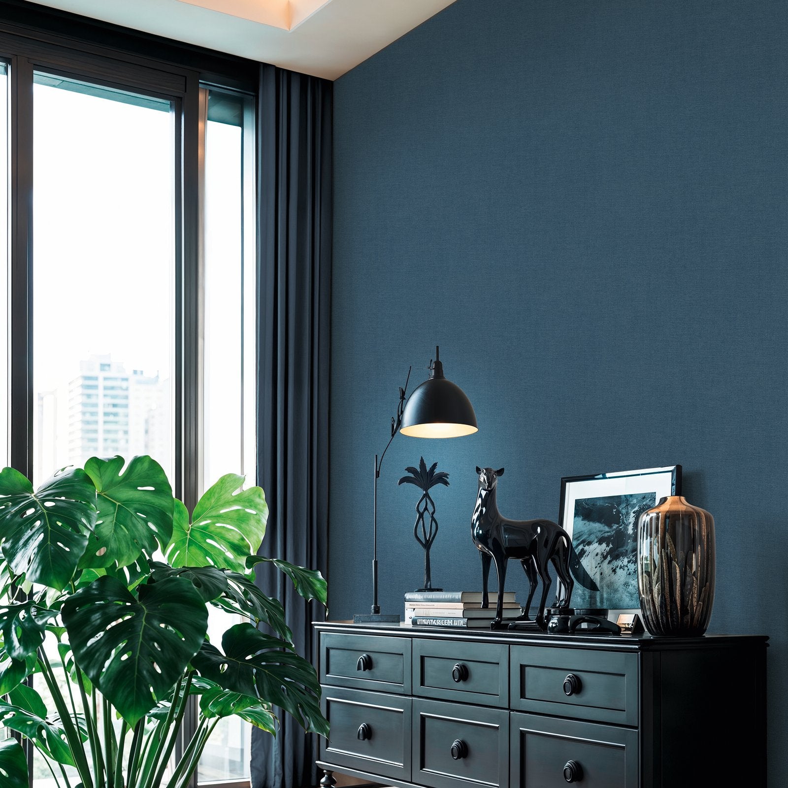 Plain Texture Wallpaper in Blue color - pattern number HV41099 - by Galerie in the Havana 2 collection