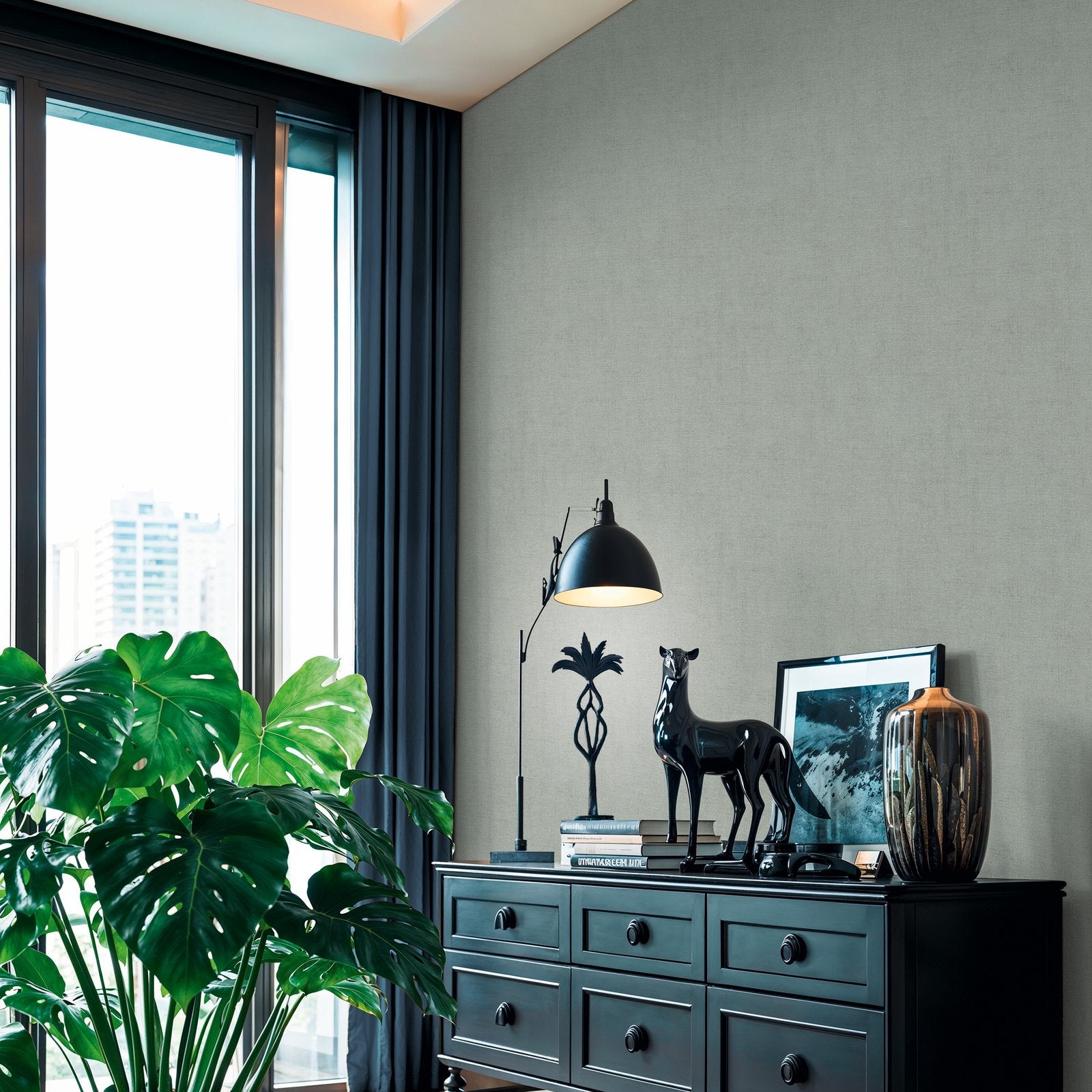 Plain Texture Wallpaper in Green color - pattern number HV41102 - by Galerie in the Havana 2 collection