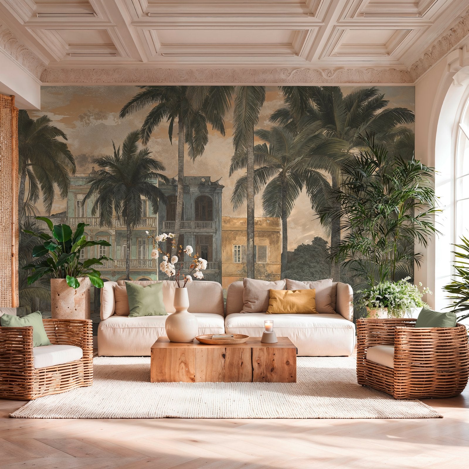 Motif 7 Panel Mural in Beige color - pattern number HV41107M - by Galerie in the Havana 2 collection