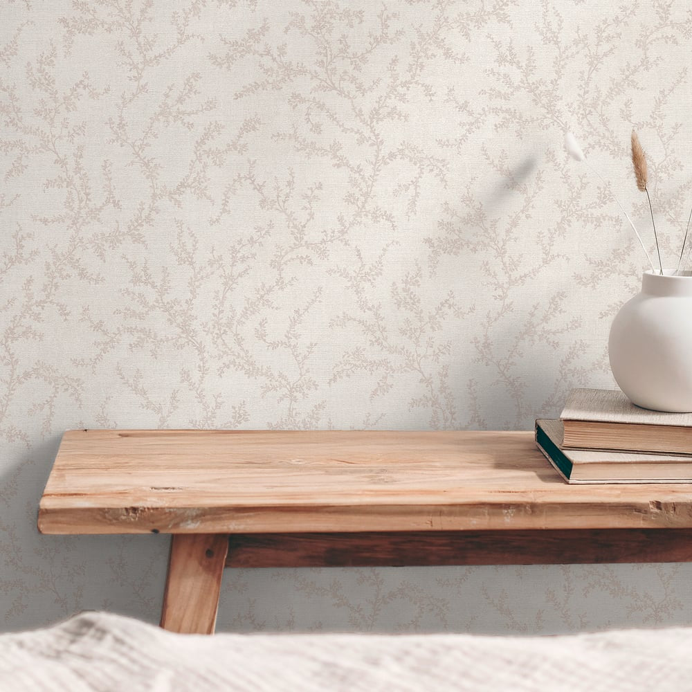 Trailing Vines Motif Wallpaper in Pink color - pattern number GG82119 - by Galerie in the Hygge Home collection
