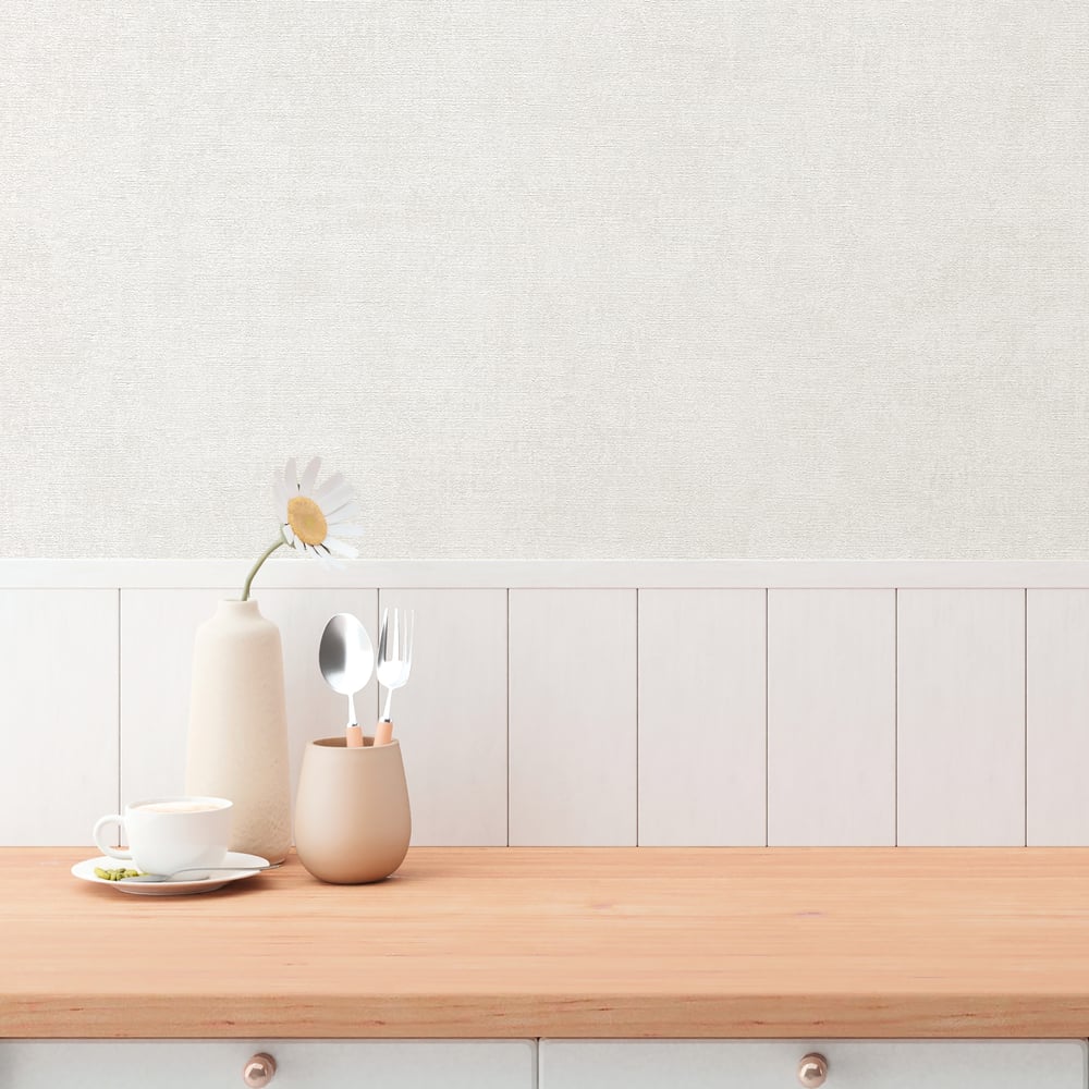 Plain Texture Wallpaper in White color - pattern number GG82124 - by Galerie in the Hygge Home collection
