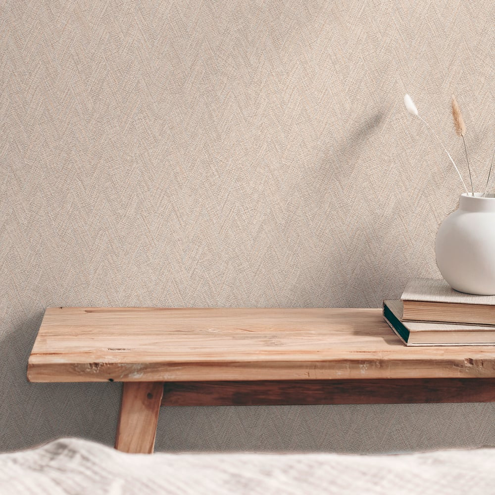 Herringbone Weave Motif Wallpaper in Bronze Brown color - pattern number GG82125 - by Galerie in the Hygge Home collection