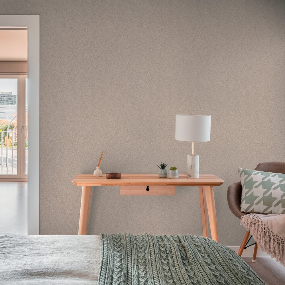Herringbone Weave Motif Wallpaper in Bronze Brown color - pattern number GG82125 - by Galerie in the Hygge Home collection