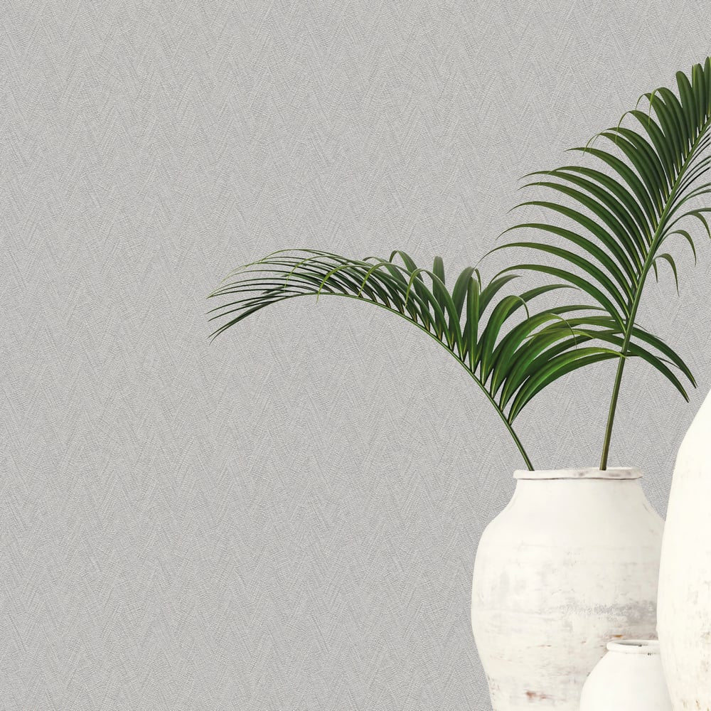 Herringbone Weave Motif Wallpaper in Silver Grey color - pattern number GG82128 - by Galerie in the Hygge Home collection