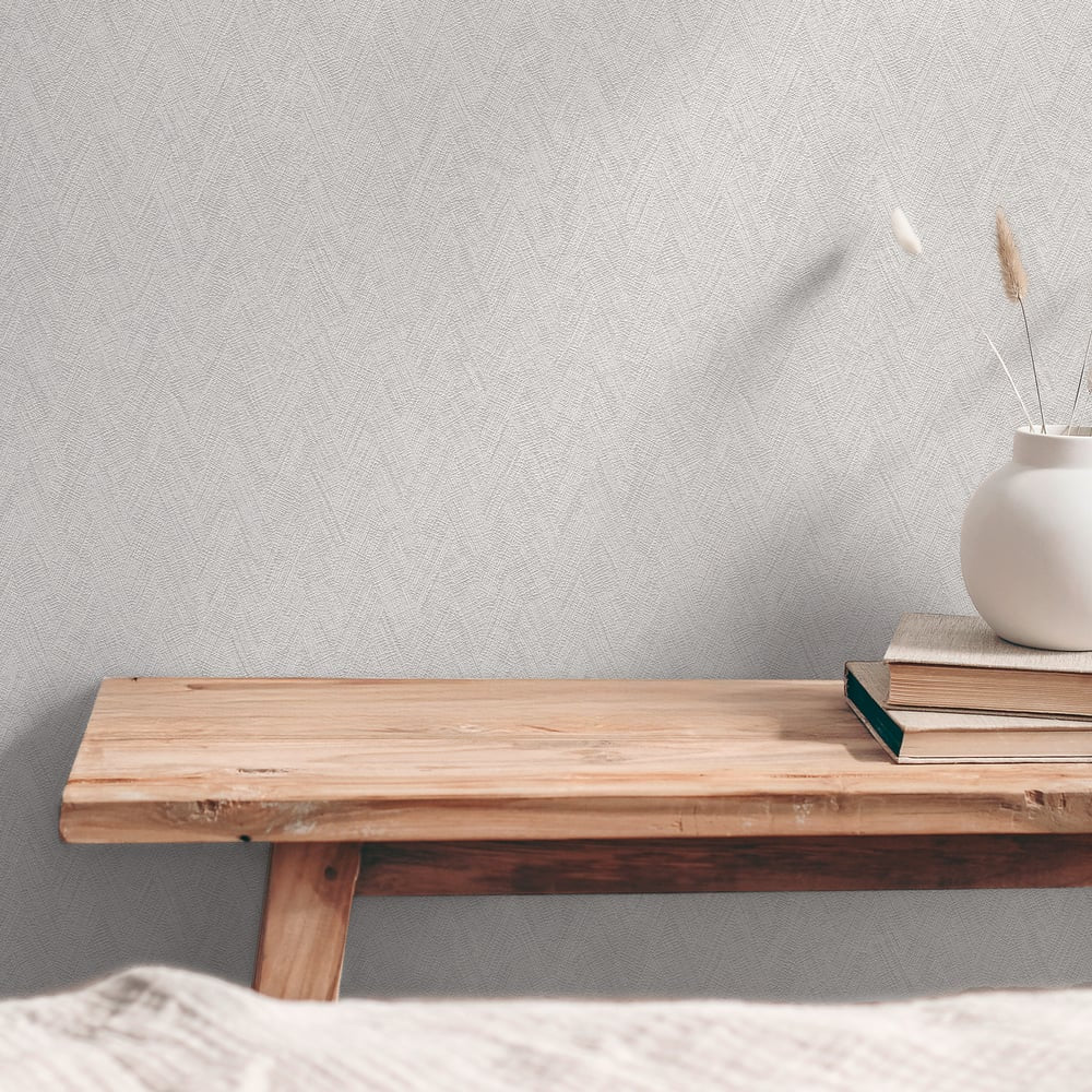 Herringbone Weave Motif Wallpaper in Silver Grey color - pattern number GG82128 - by Galerie in the Hygge Home collection