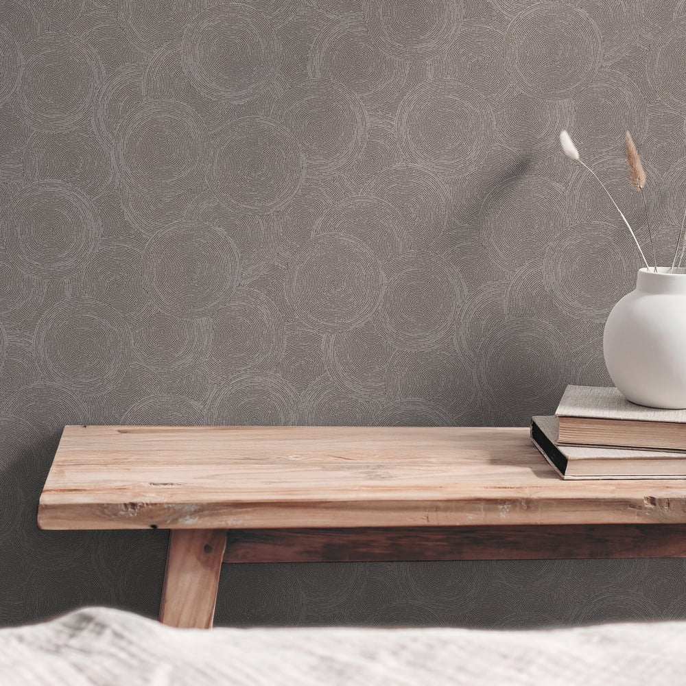 Stone Circles Motif Wallpaper in Bronze Brown color - pattern number GG82131 - by Galerie in the Hygge Home collection