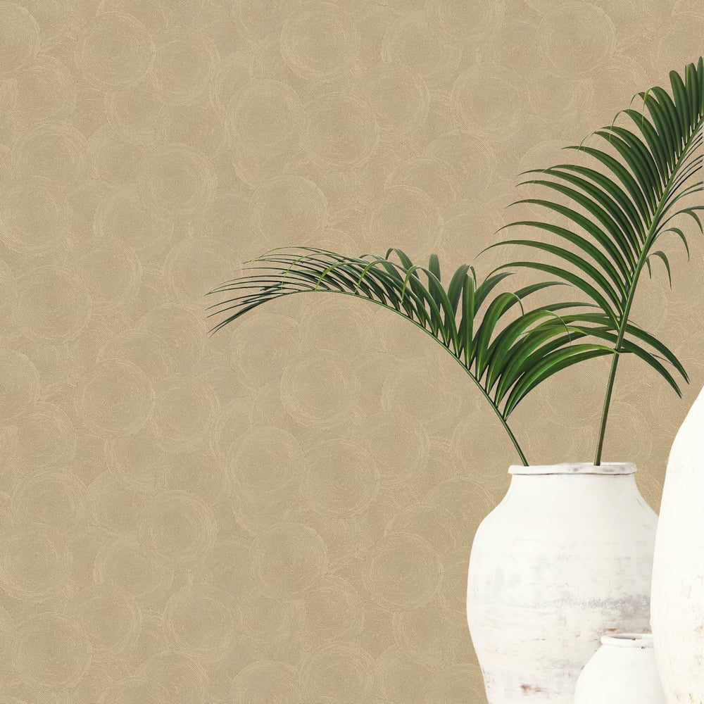 Stone Circles Motif Wallpaper in Bronze Brown color - pattern number GG82132 - by Galerie in the Hygge Home collection