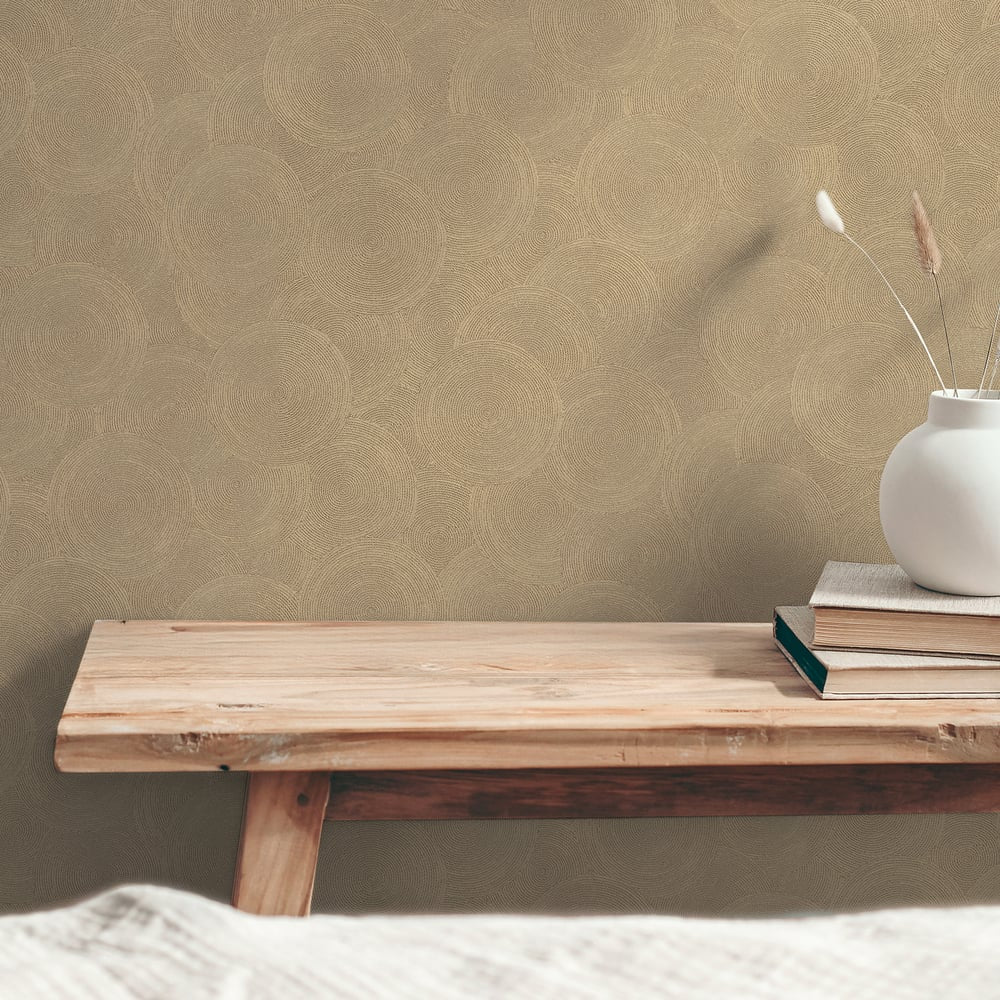 Stone Circles Motif Wallpaper in Bronze Brown color - pattern number GG82132 - by Galerie in the Hygge Home collection