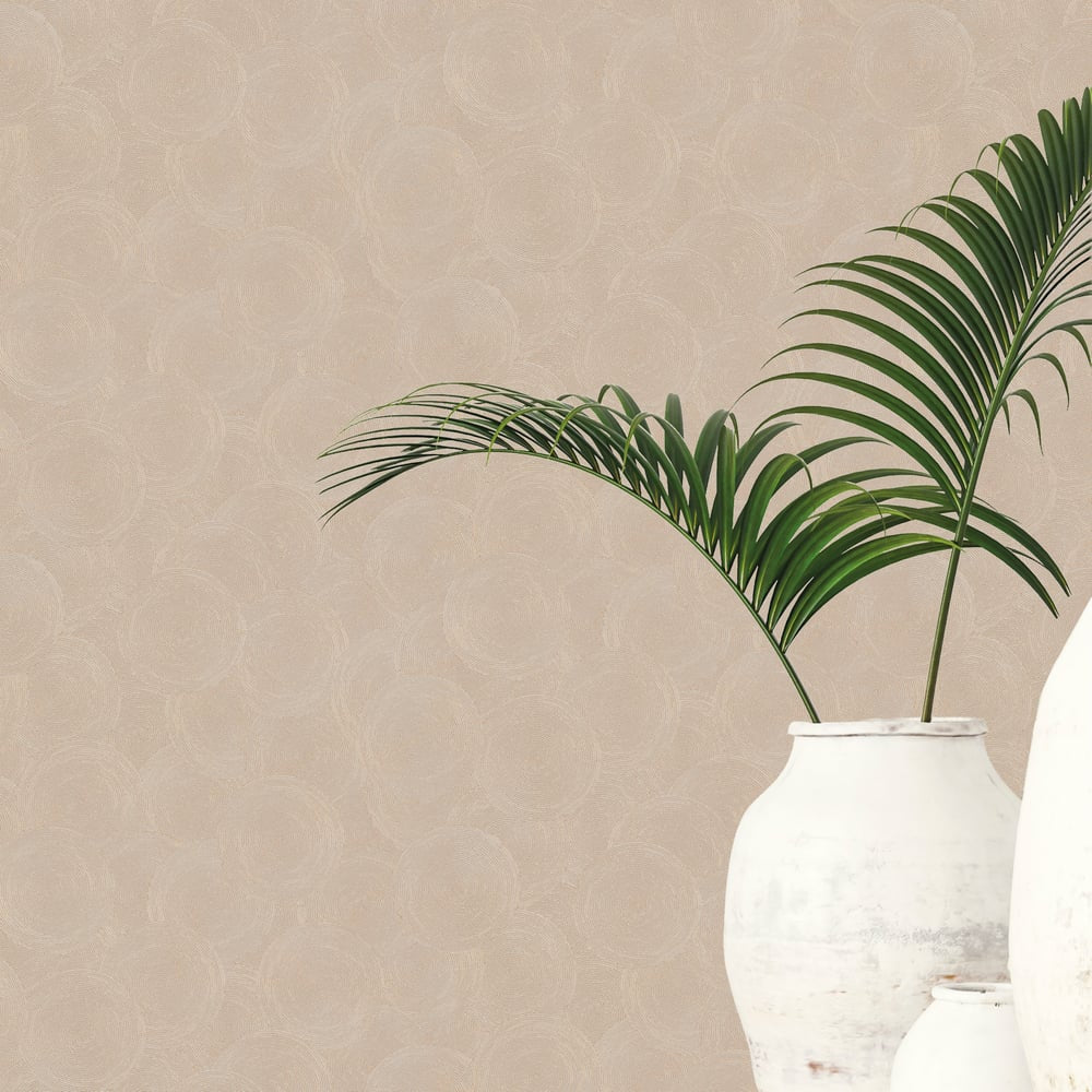 Stone Circles Motif Wallpaper in Bronze Brown color - pattern number GG82133 - by Galerie in the Hygge Home collection