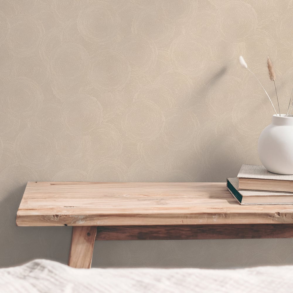 Stone Circles Motif Wallpaper in Bronze Brown color - pattern number GG82133 - by Galerie in the Hygge Home collection