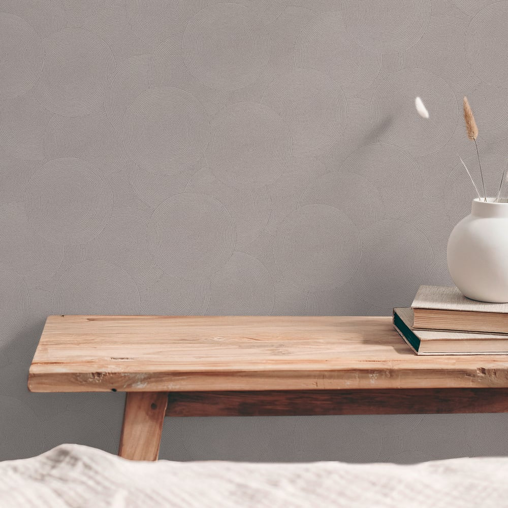 Stone Circles Motif Wallpaper in Bronze Brown color - pattern number GG82134 - by Galerie in the Hygge Home collection