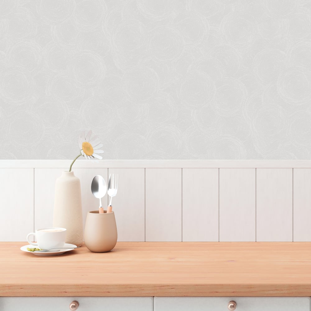Stone Circles Motif Wallpaper in Cream color - pattern number GG82135 - by Galerie in the Hygge Home collection