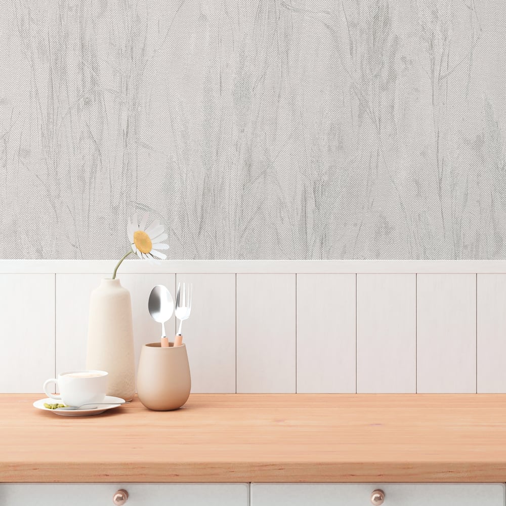Meadow Stems Motif Wallpaper in Beige color - pattern number GG82137 - by Galerie in the Hygge Home collection