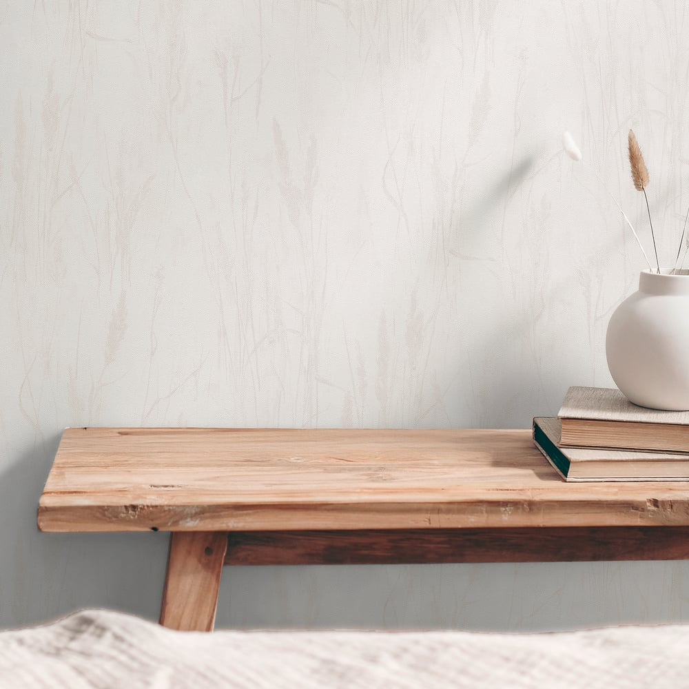 Meadow Stems Motif Wallpaper in Beige color - pattern number GG82138 - by Galerie in the Hygge Home collection