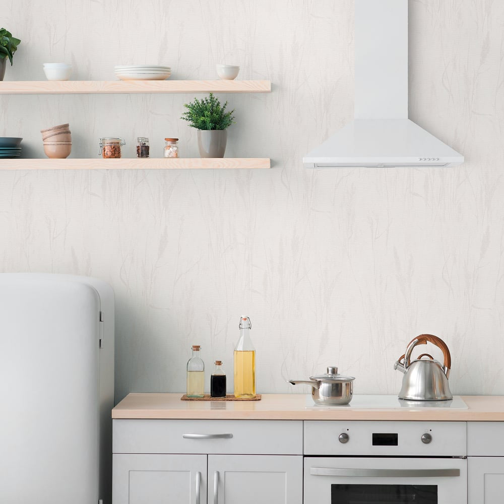 Meadow Stems Motif Wallpaper in Beige color - pattern number GG82138 - by Galerie in the Hygge Home collection
