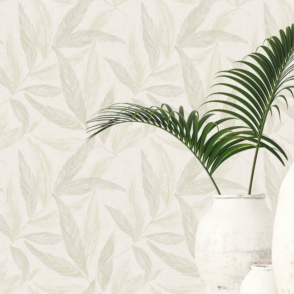 Fern Weave Motif Wallpaper in Green color - pattern number GG82146 - by Galerie in the Hygge Home collection