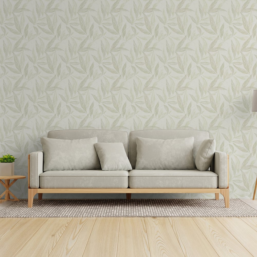 Fern Weave Motif Wallpaper in Green color - pattern number GG82146 - by Galerie in the Hygge Home collection