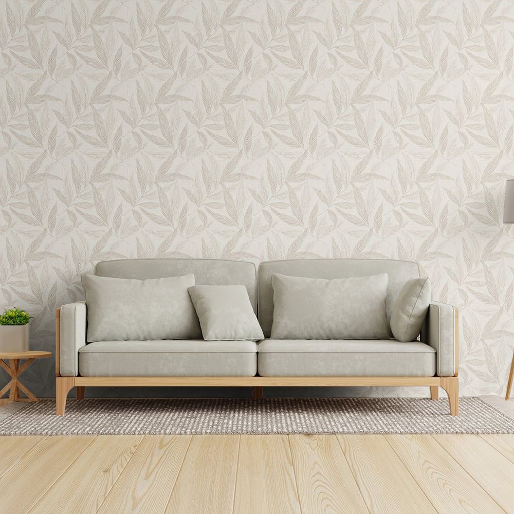 Fern Weave Motif Wallpaper in Beige color - pattern number GG82147 - by Galerie in the Hygge Home collection