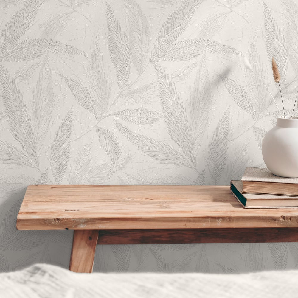 Fern Weave Motif Wallpaper in Blue color - pattern number GG82148 - by Galerie in the Hygge Home collection