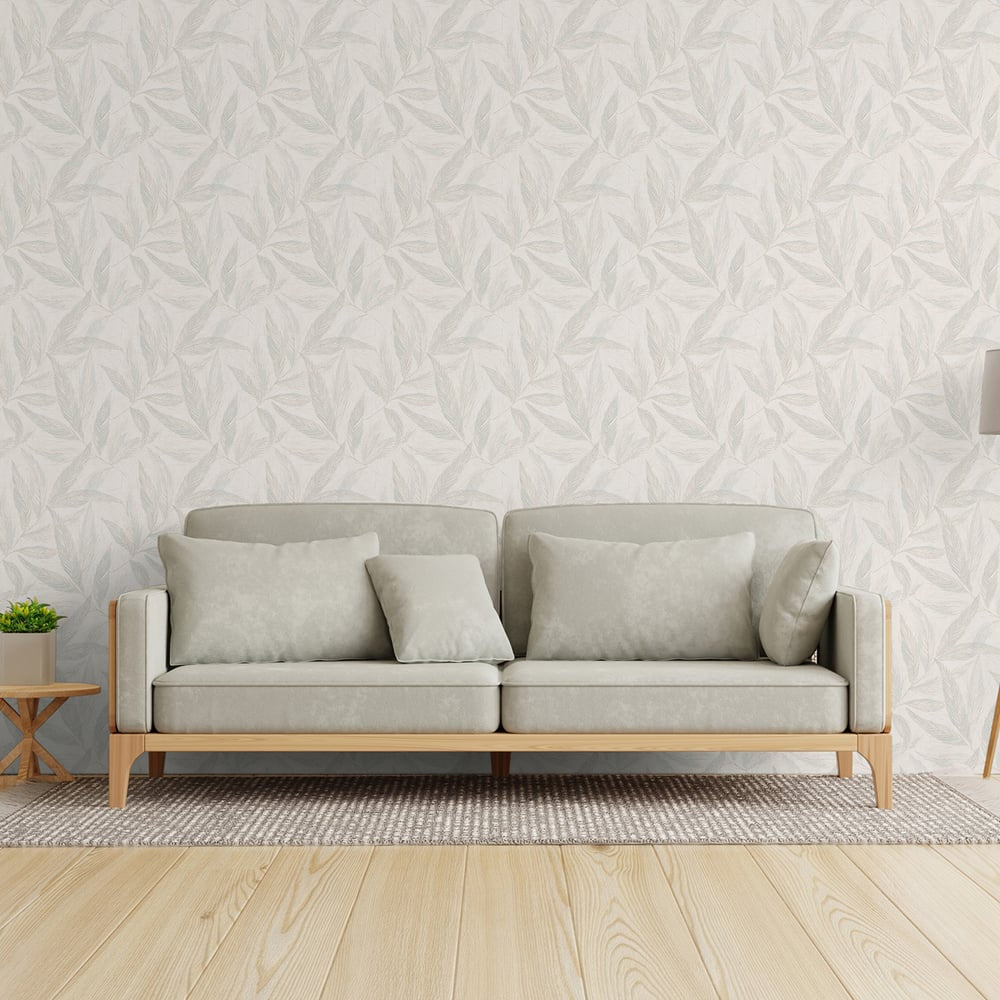 Fern Weave Motif Wallpaper in Blue color - pattern number GG82148 - by Galerie in the Hygge Home collection