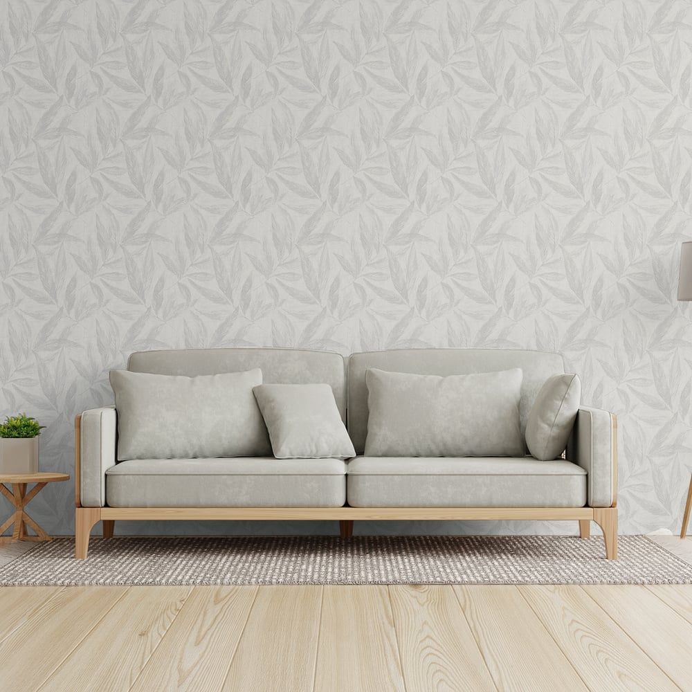 Fern Weave Motif Wallpaper in Silver Grey color - pattern number GG82149 - by Galerie in the Hygge Home collection