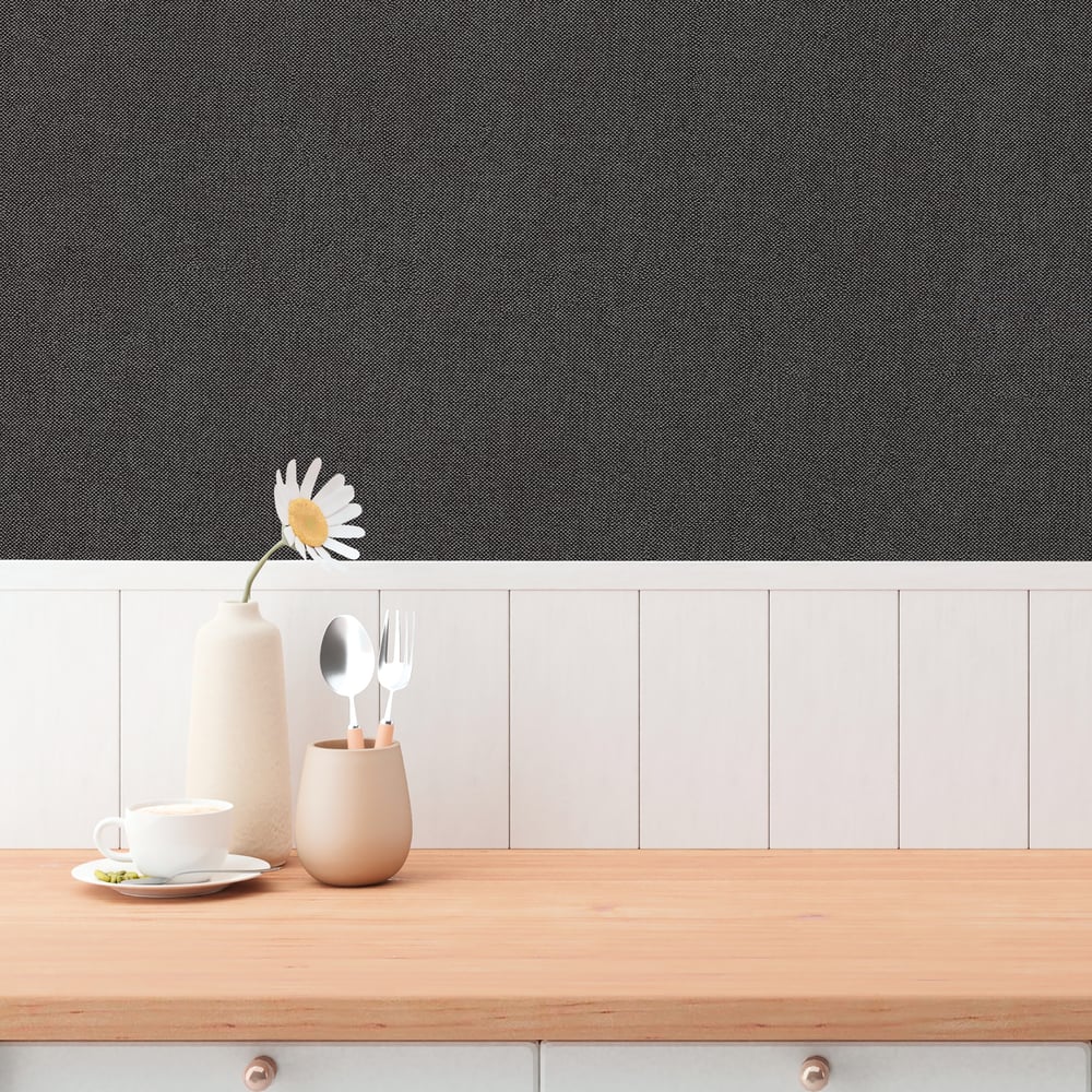 Plain Texture Wallpaper in Black color - pattern number GG82162 - by Galerie in the Hygge Home collection