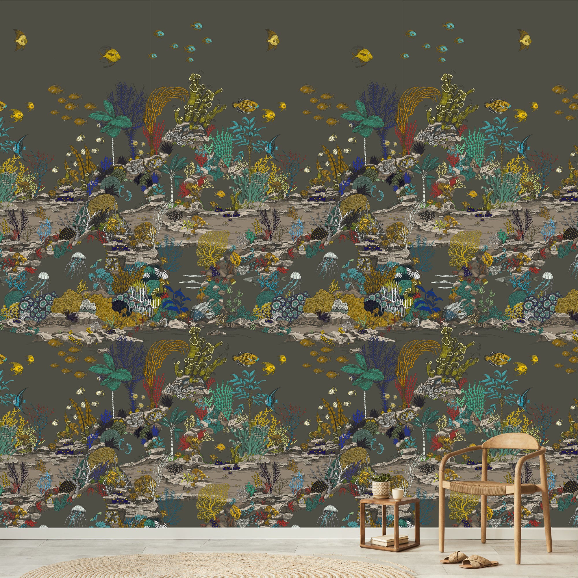 Underwater Jungle Mural in blue color - pattern number JMW1003.02.0 - by Kravet in the Josephine Munsey Portfolio I collection