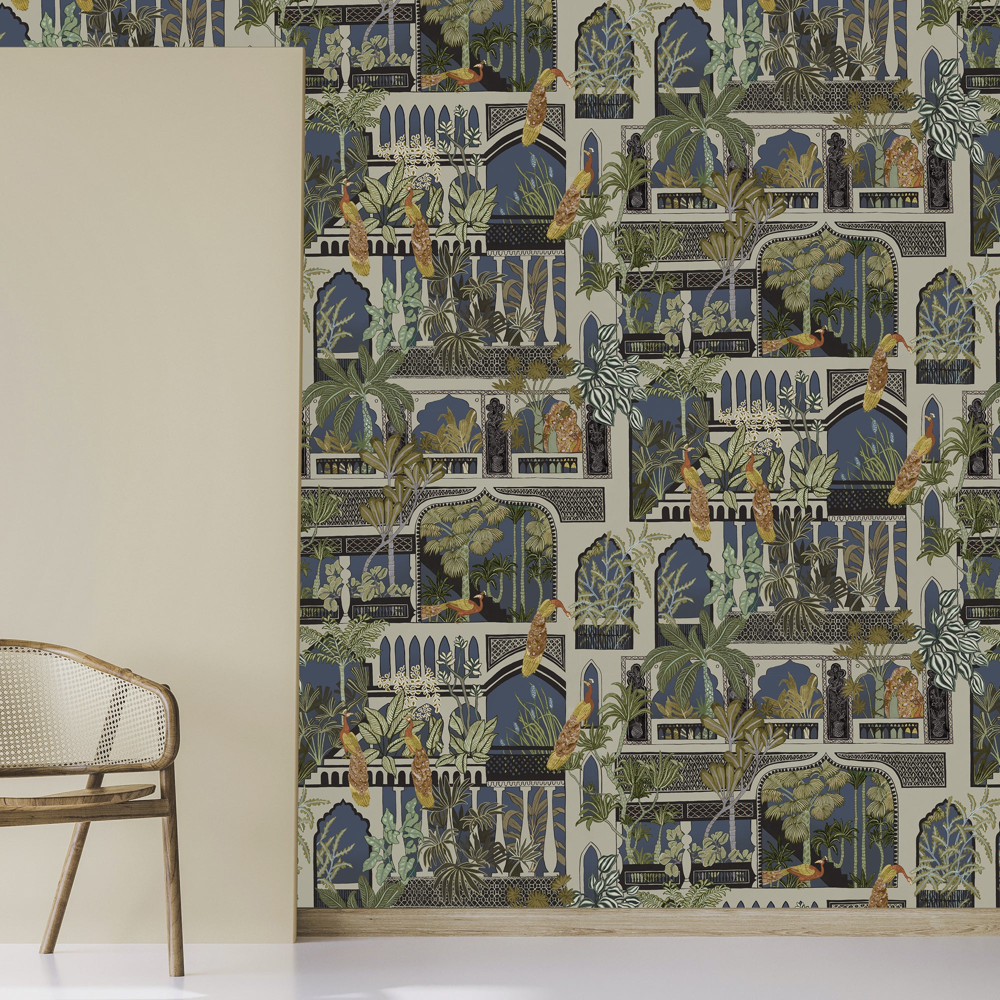 Peacock Arches Wallpaper in petrol color - pattern number JMW1011.31.0 - by Kravet in the Josephine Munsey Portfolio I collection