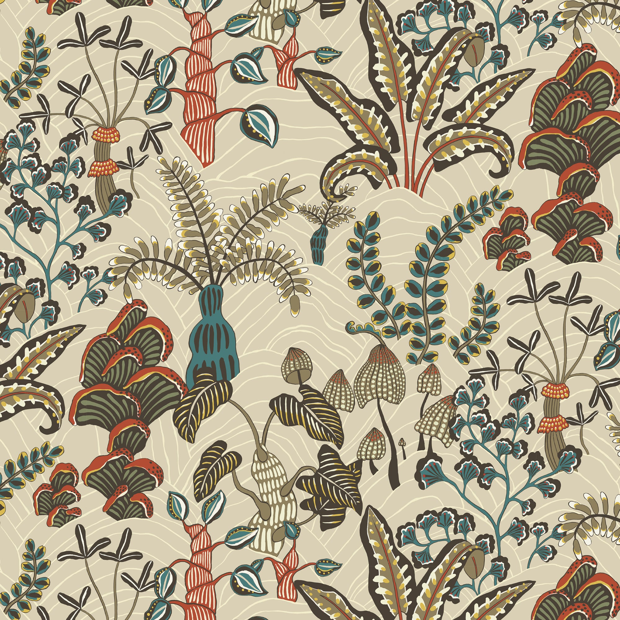 Woodland Floor Wallpaper in stone & teal color - pattern number JMW1012.11.0 - by Kravet in the Josephine Munsey Portfolio I collection