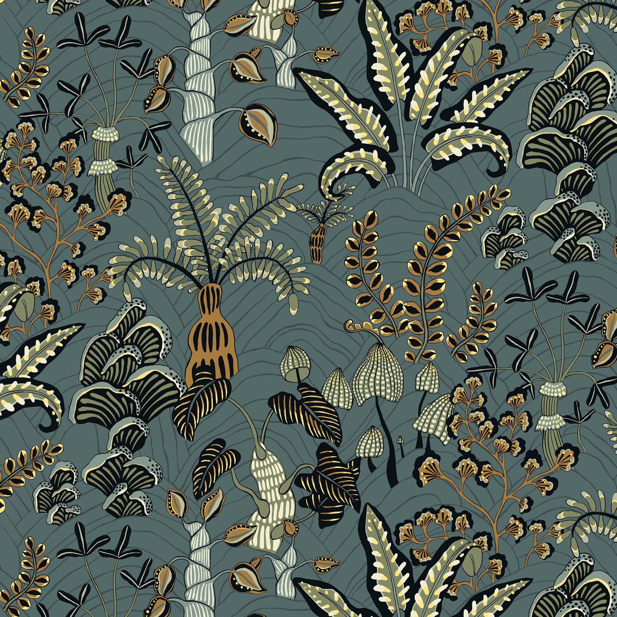 Woodland Floor Wallpaper in petrol & sage color - pattern number JMW1012.21.0 - by Kravet in the Josephine Munsey Portfolio I collection