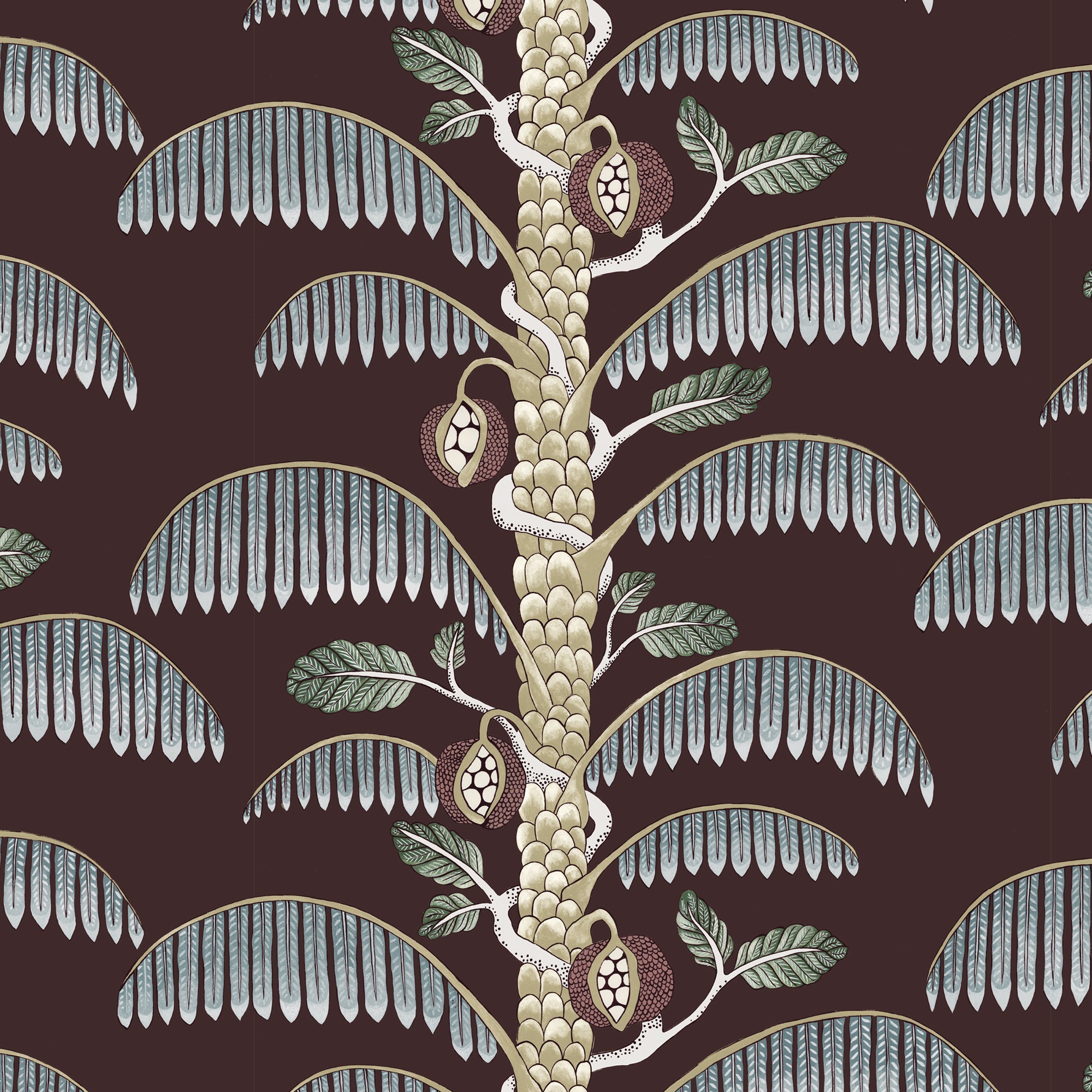 Palm Stripe Wallpaper in spicer brown color - pattern number JMW1015.21.0 - by Kravet in the Josephine Munsey Portfolio II collection