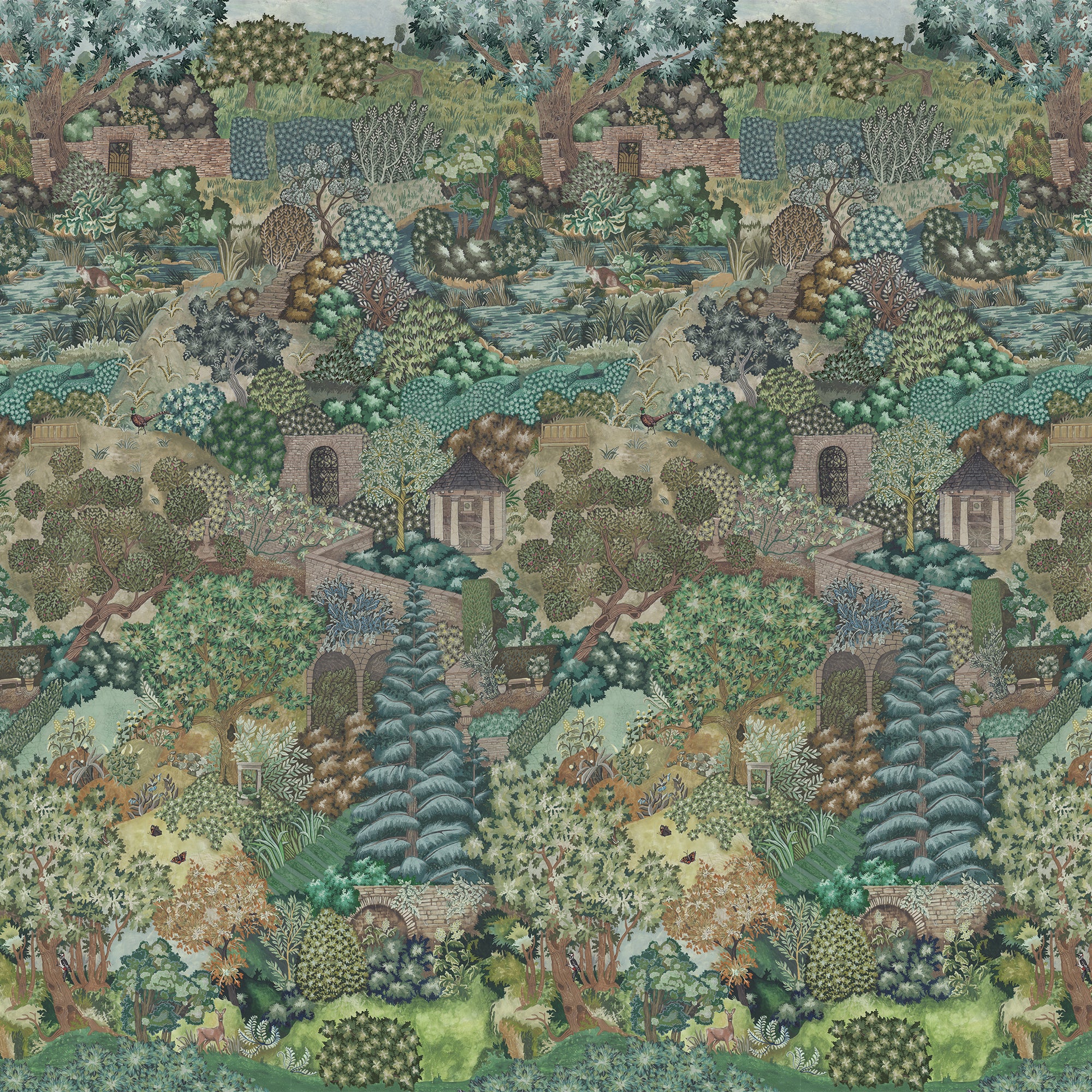 Miserden Panel Mural in green color - pattern number JMW1017.01.0 - by Kravet in the Josephine Munsey Portfolio II collection