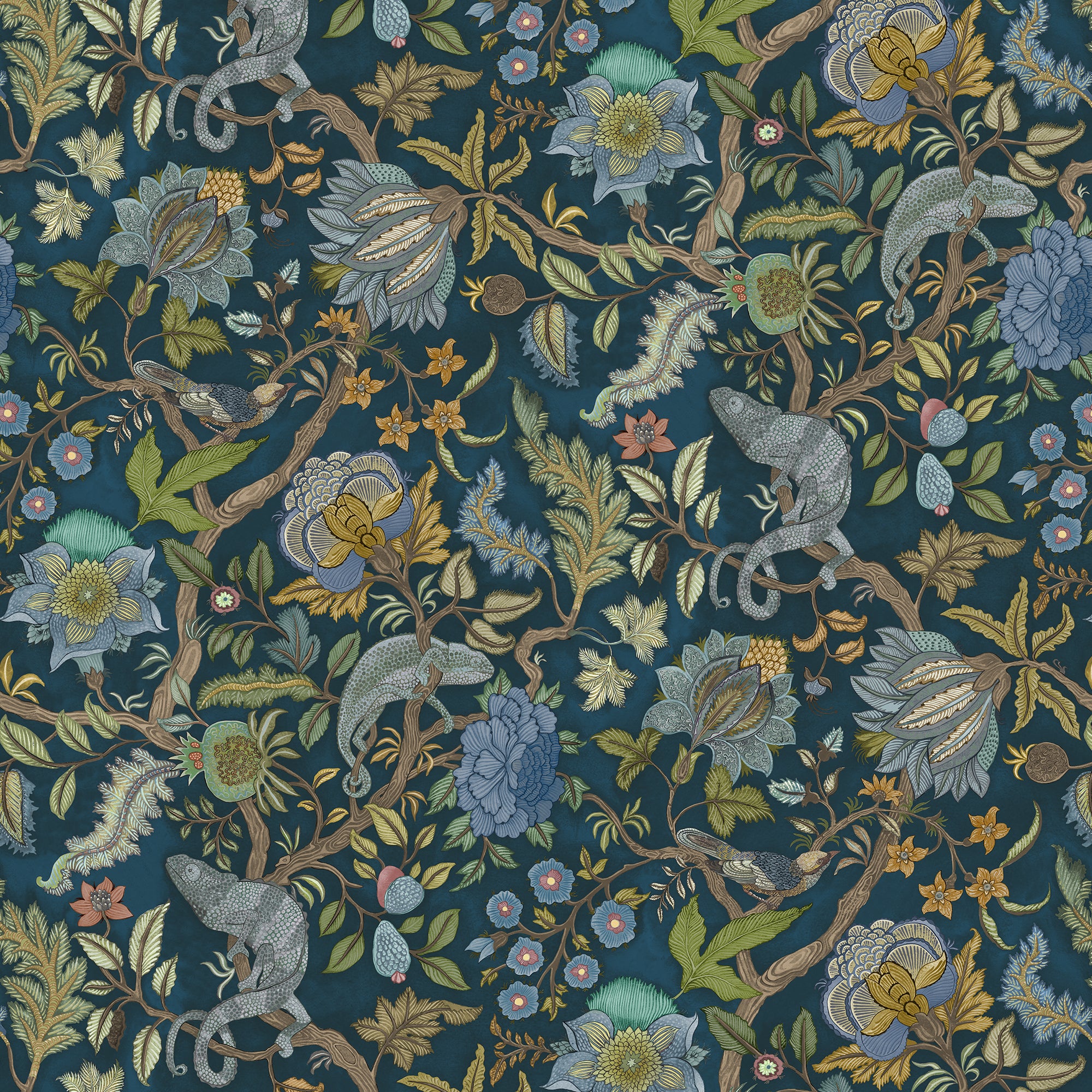 Chameleon Trail Wallpaper in bright blues and green color - pattern number JMW1022.61.0 - by Kravet in the Josephine Munsey Portfolio II collection