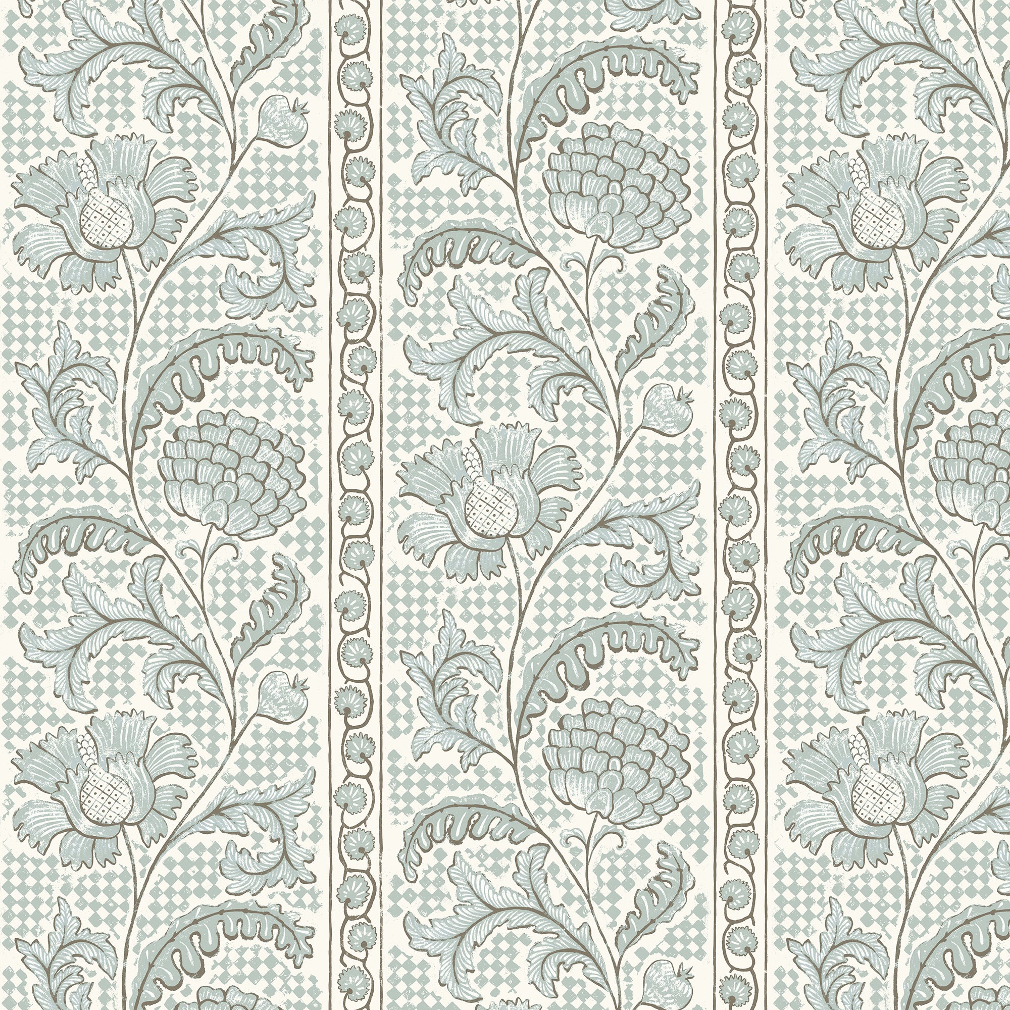 Floral Check Wallpaper in barton blue and cotswold white color - pattern number JMW1028.21.0 - by Kravet in the Josephine Munsey Maitland collection