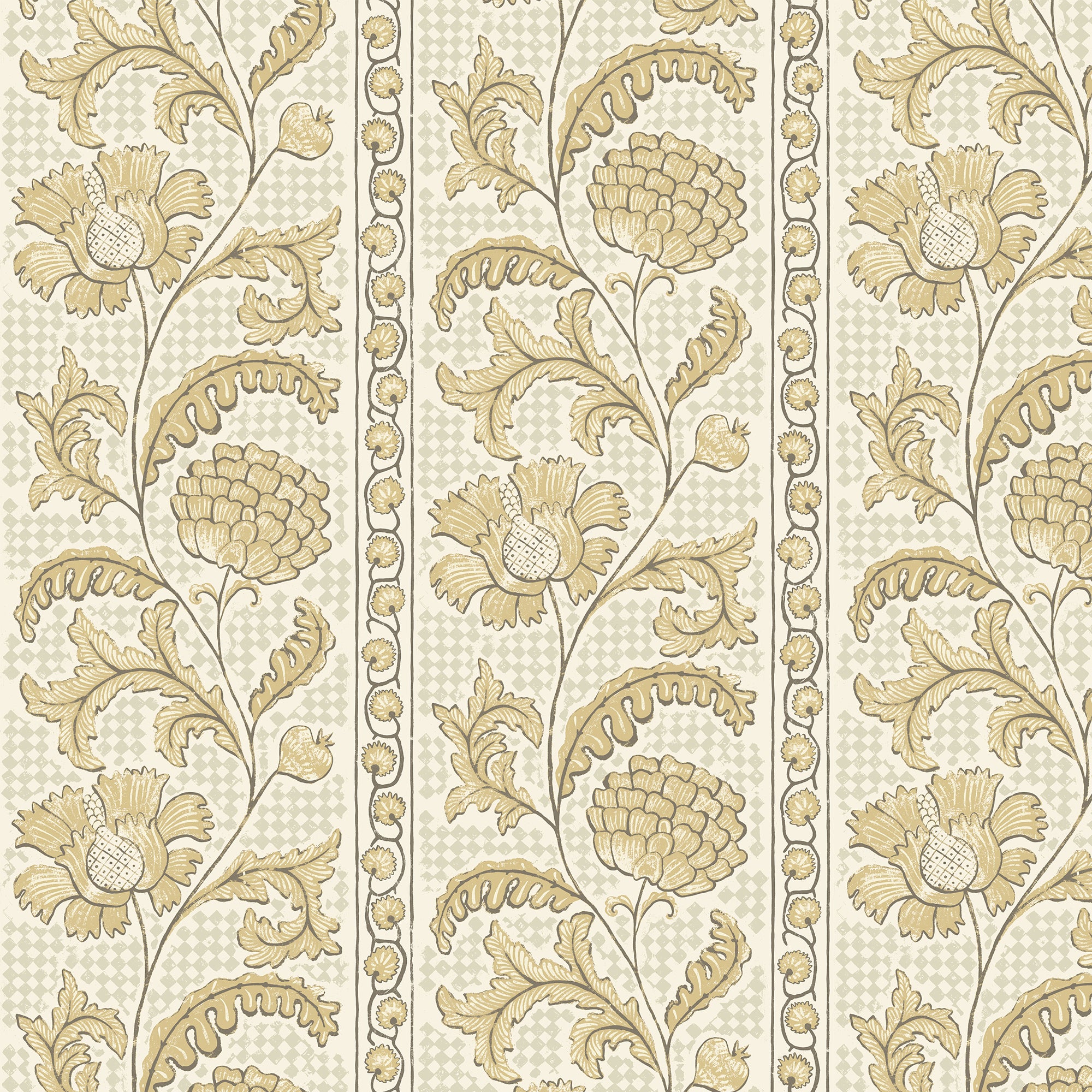 Floral Check Wallpaper in lemon and salt ridge color - pattern number JMW1028.31.0 - by Kravet in the Josephine Munsey Maitland collection