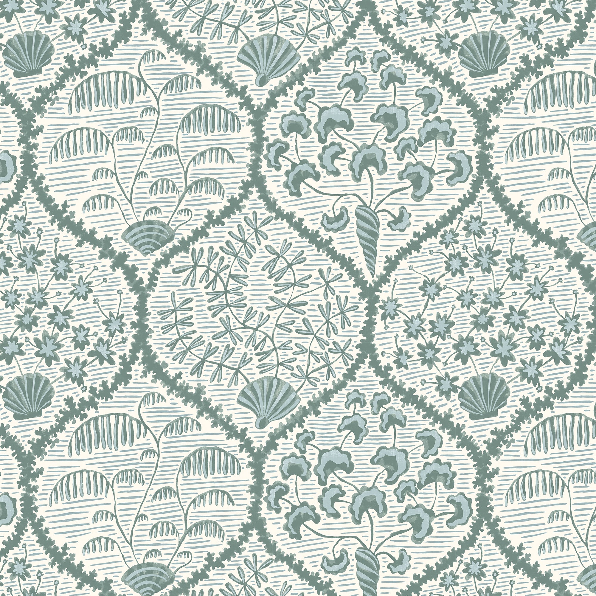Sowerby Wallpaper in osney blue and cotswold white color - pattern number JMW1029.11.0 - by Kravet in the Josephine Munsey Maitland collection