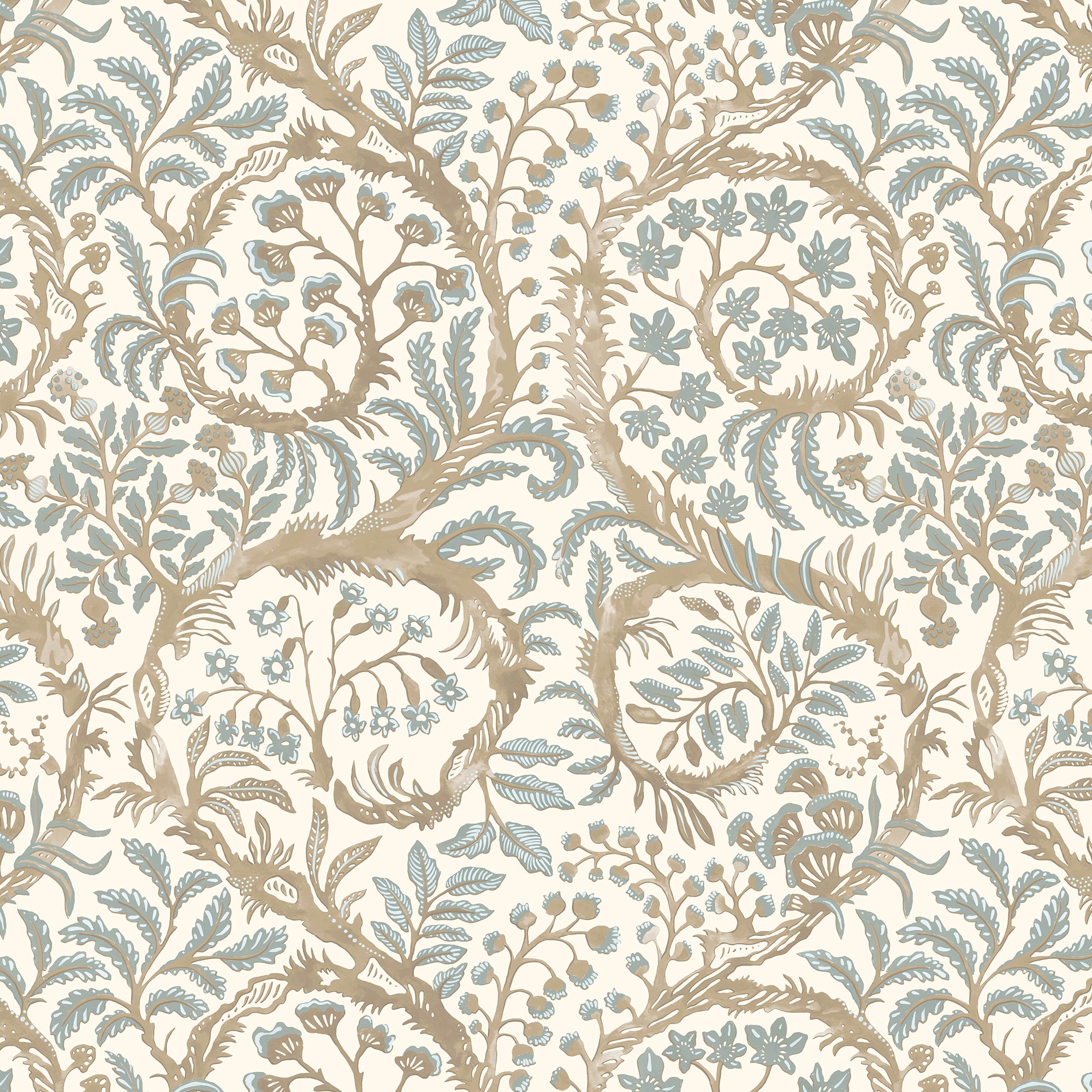 Butterrow Wallpaper in soft blue and brown color - pattern number JMW1031.01.0 - by Kravet in the Josephine Munsey Maitland collection