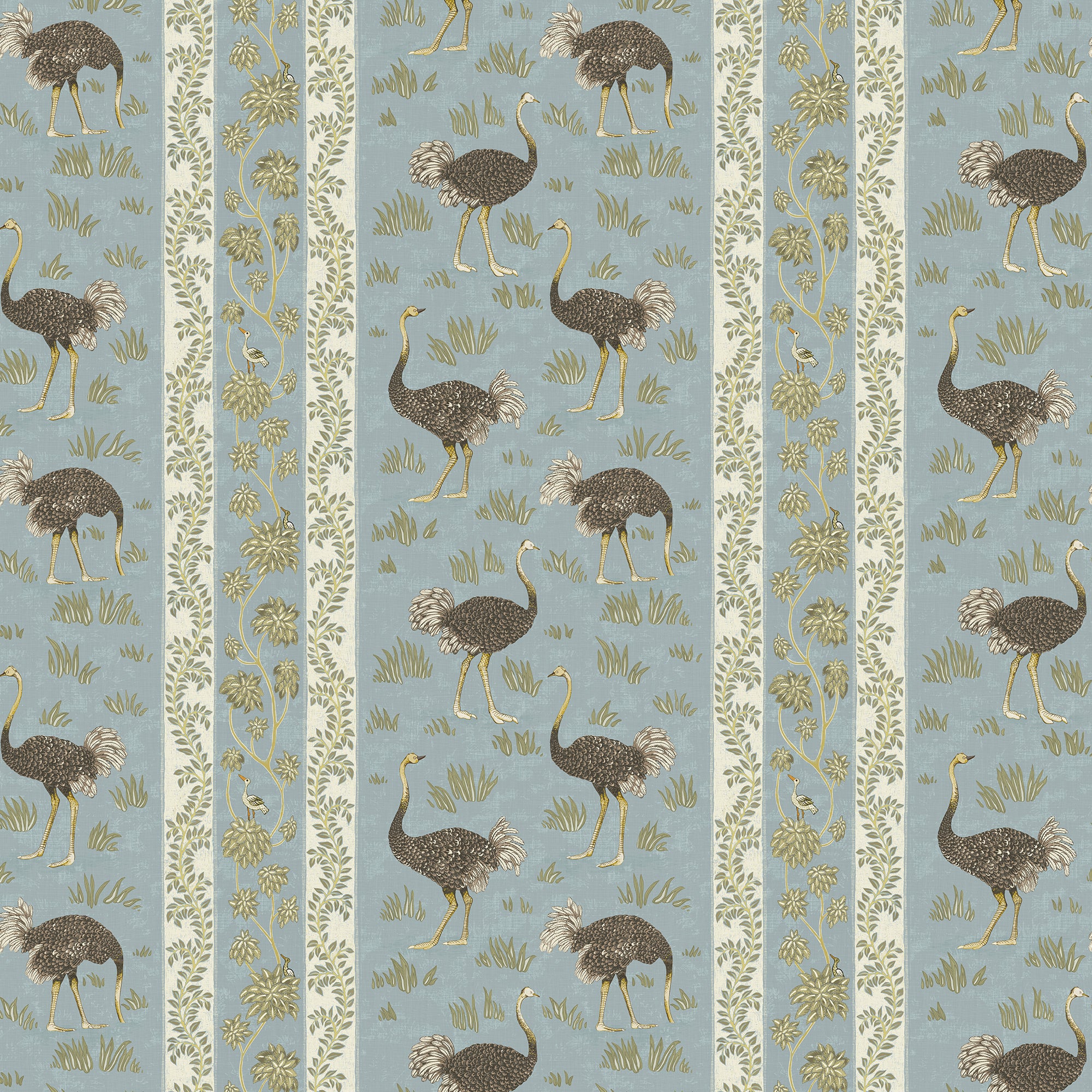 Ostrich Stripe Wallpaper in mid blue and white color - pattern number JMW1032.01.0 - by Kravet in the Josephine Munsey Maitland collection