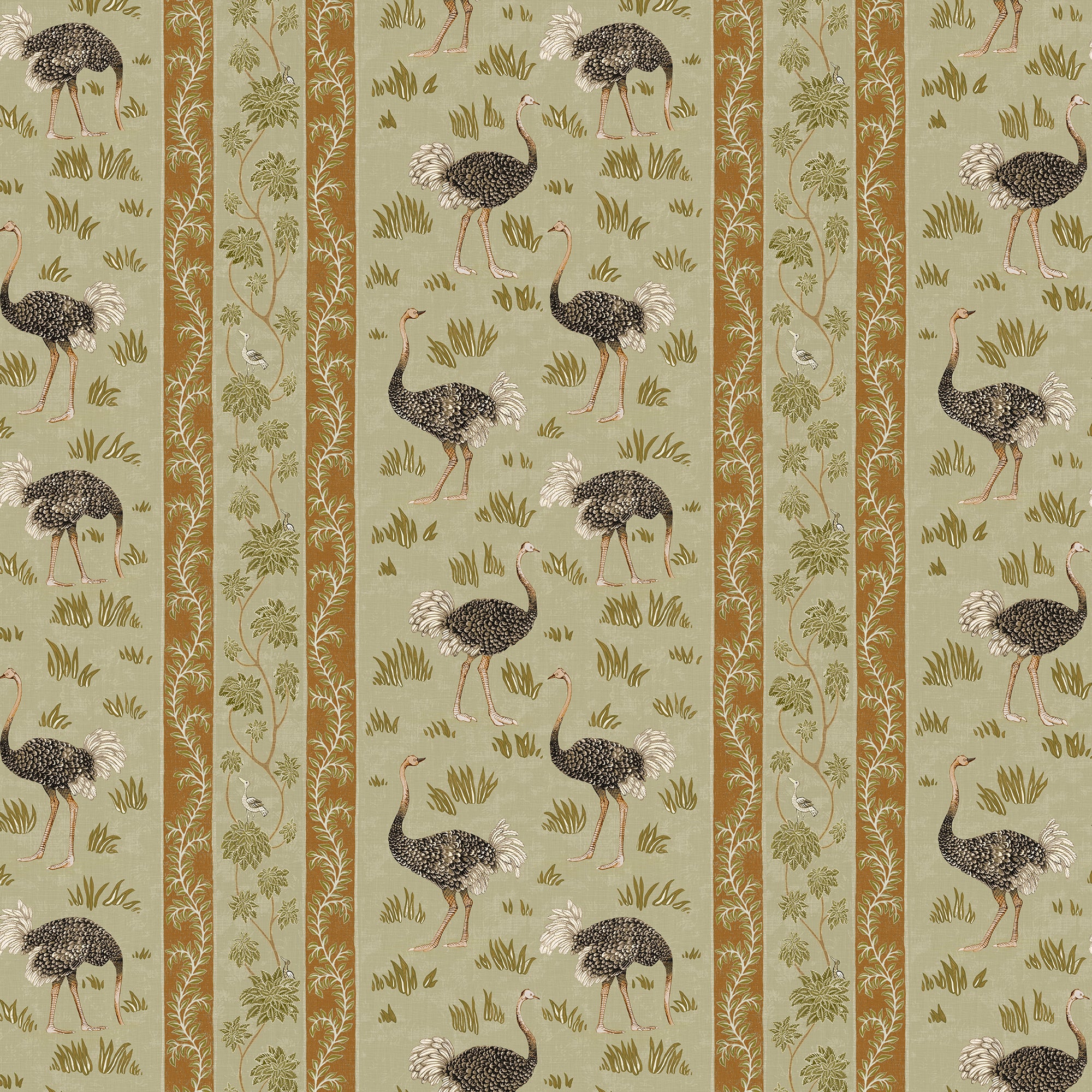 Ostrich Stripe Wallpaper in olive and orange color - pattern number JMW1032.31.0 - by Kravet in the Josephine Munsey Maitland collection