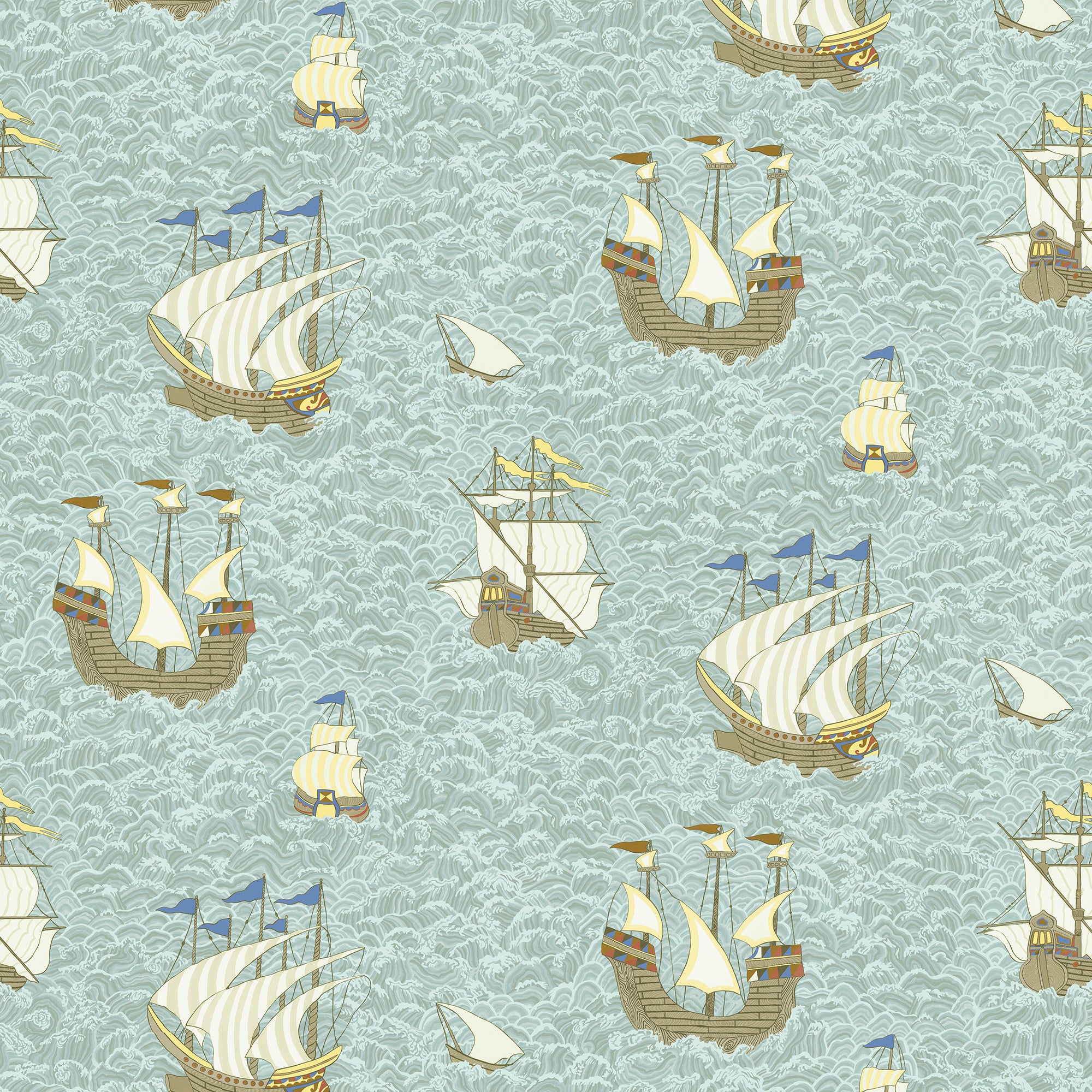 Ships Wallpaper in light blue color - pattern number JMW1033.01.0 - by Kravet in the Josephine Munsey Juniper collection