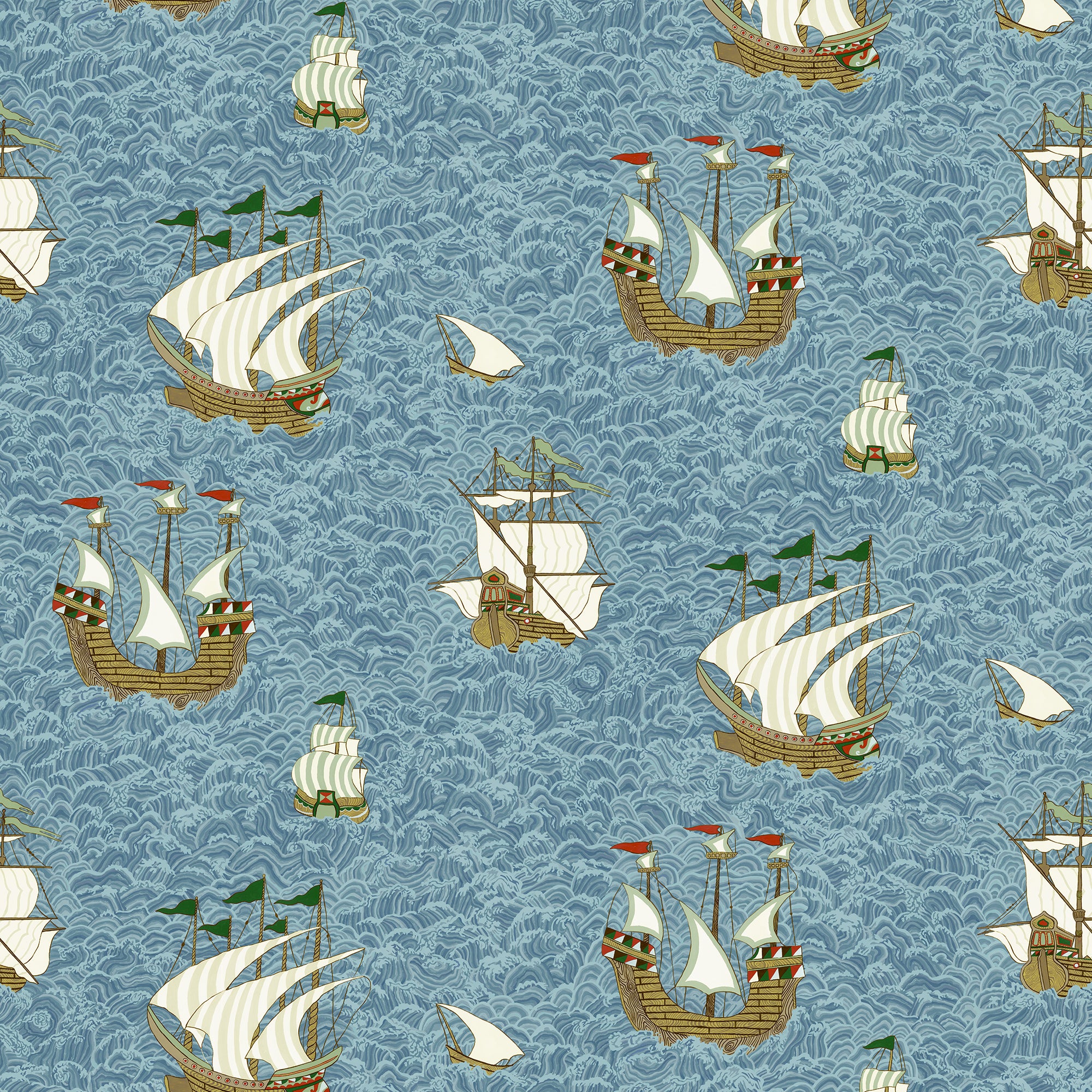 Ships Wallpaper in sea blue color - pattern number JMW1033.11.0 - by Kravet in the Josephine Munsey Juniper collection