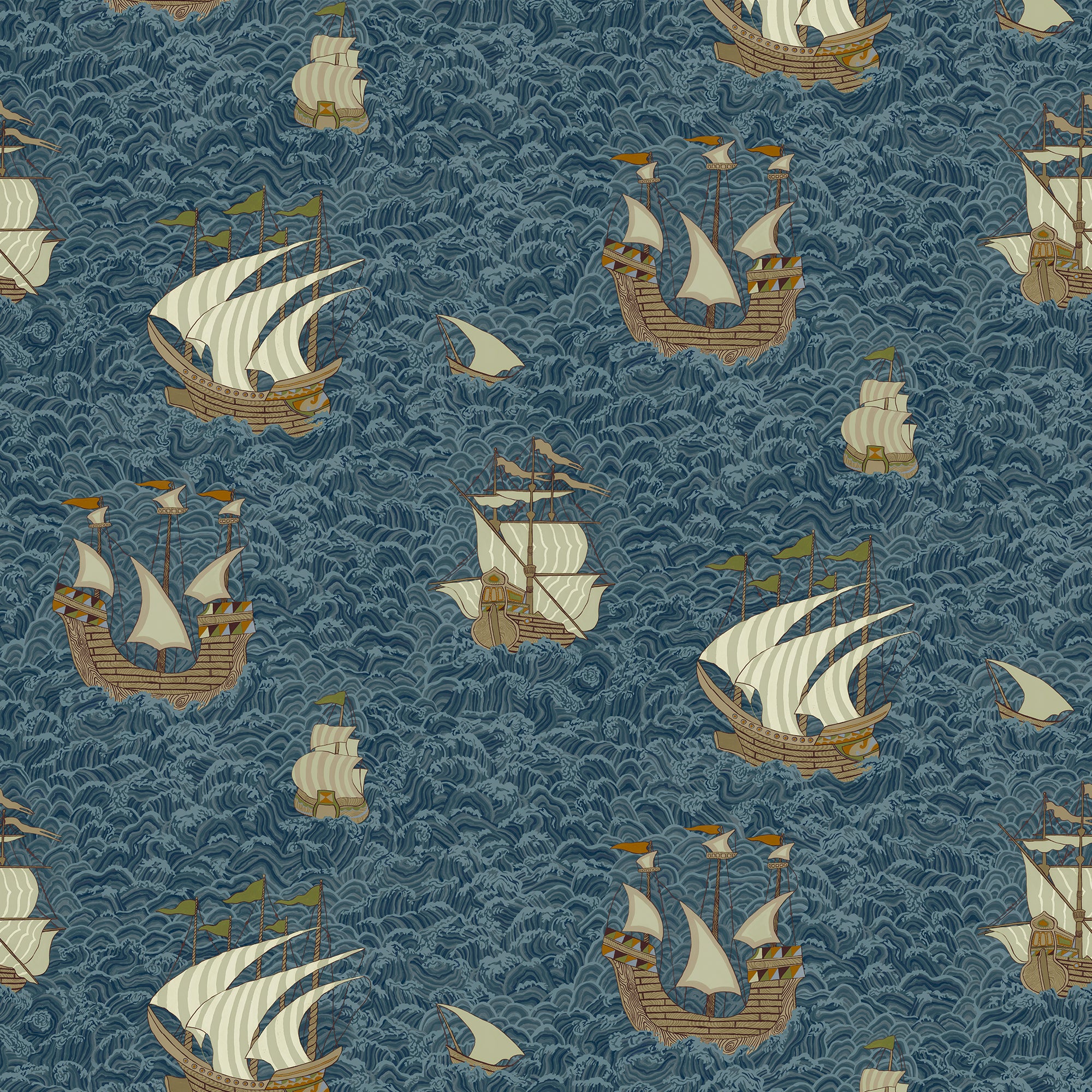 Ships Wallpaper in dark blue color - pattern number JMW1033.21.0 - by Kravet in the Josephine Munsey Juniper collection