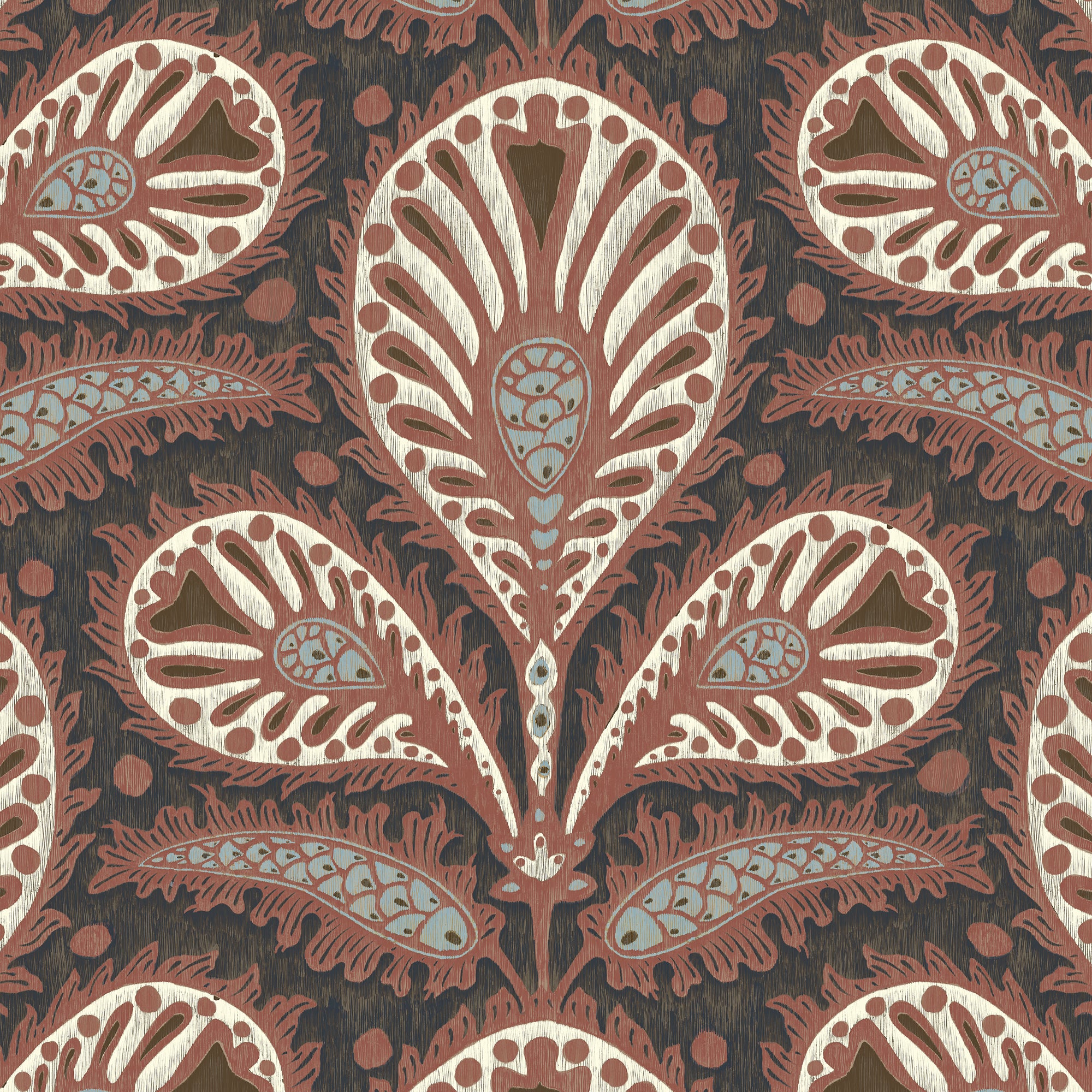 Ikat Clover Wallpaper in red and ink color - pattern number JMW1034.01.0 - by Kravet in the Josephine Munsey Juniper collection