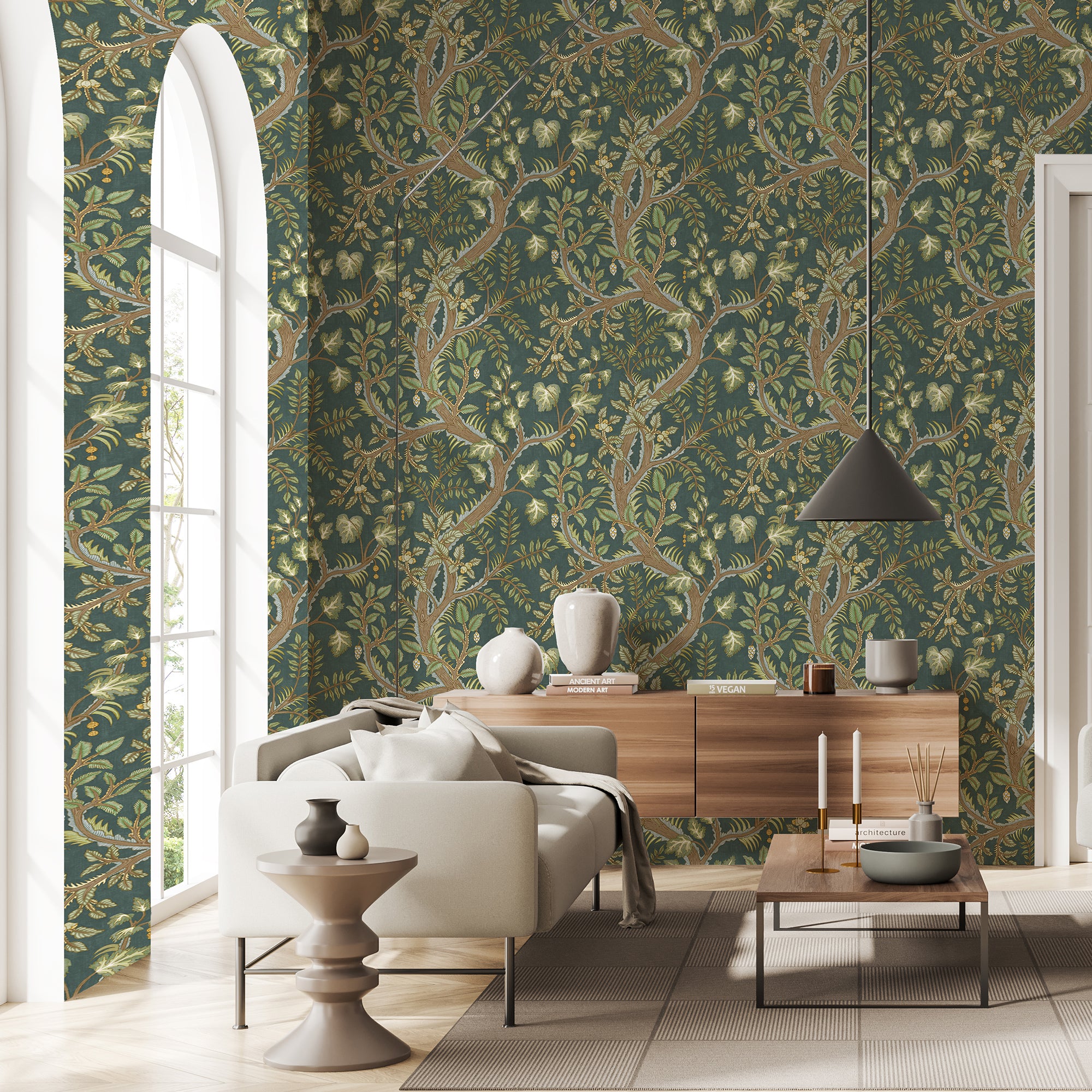 Hedgerow Wallpaper in teal color - pattern number JMW1036.01.0 - by Kravet in the Josephine Munsey Juniper collection