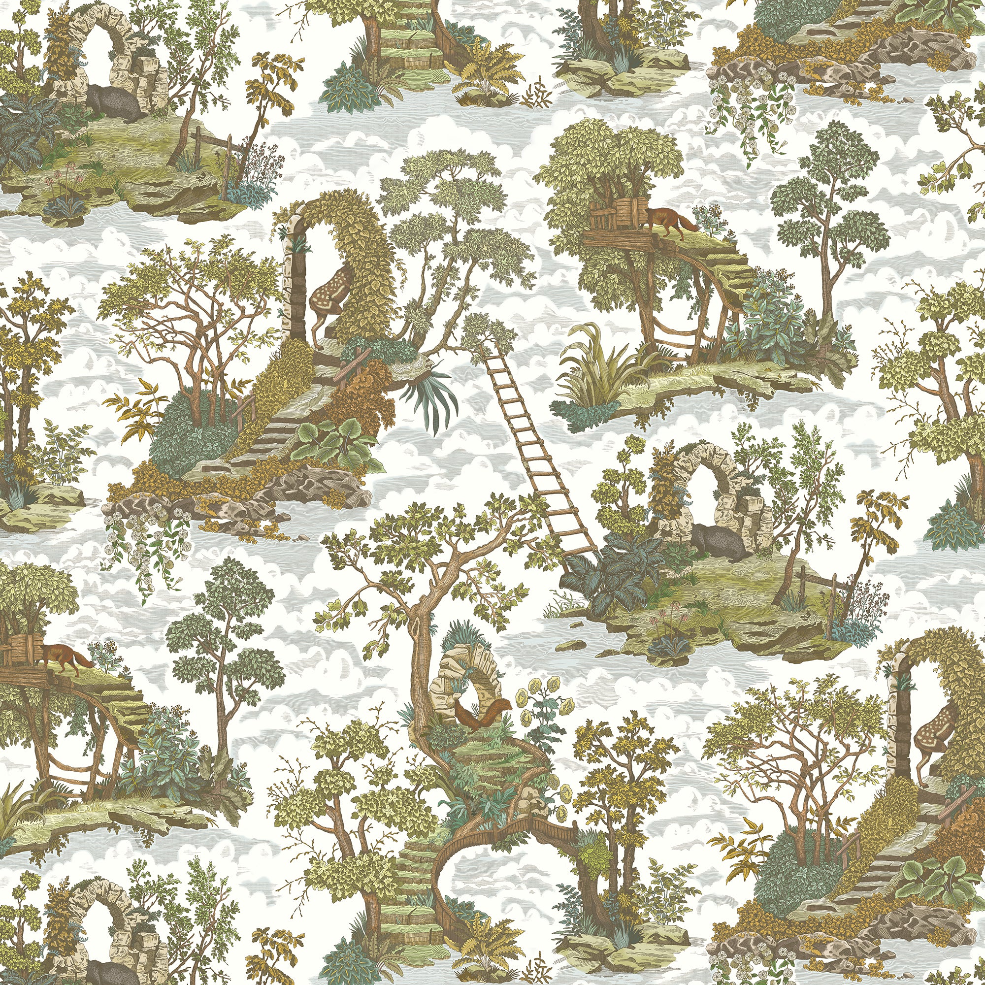 Islet Hopping Wallpaper in olive and blue color - pattern number JMW1037.11.0 - by Kravet in the Josephine Munsey Juniper collection