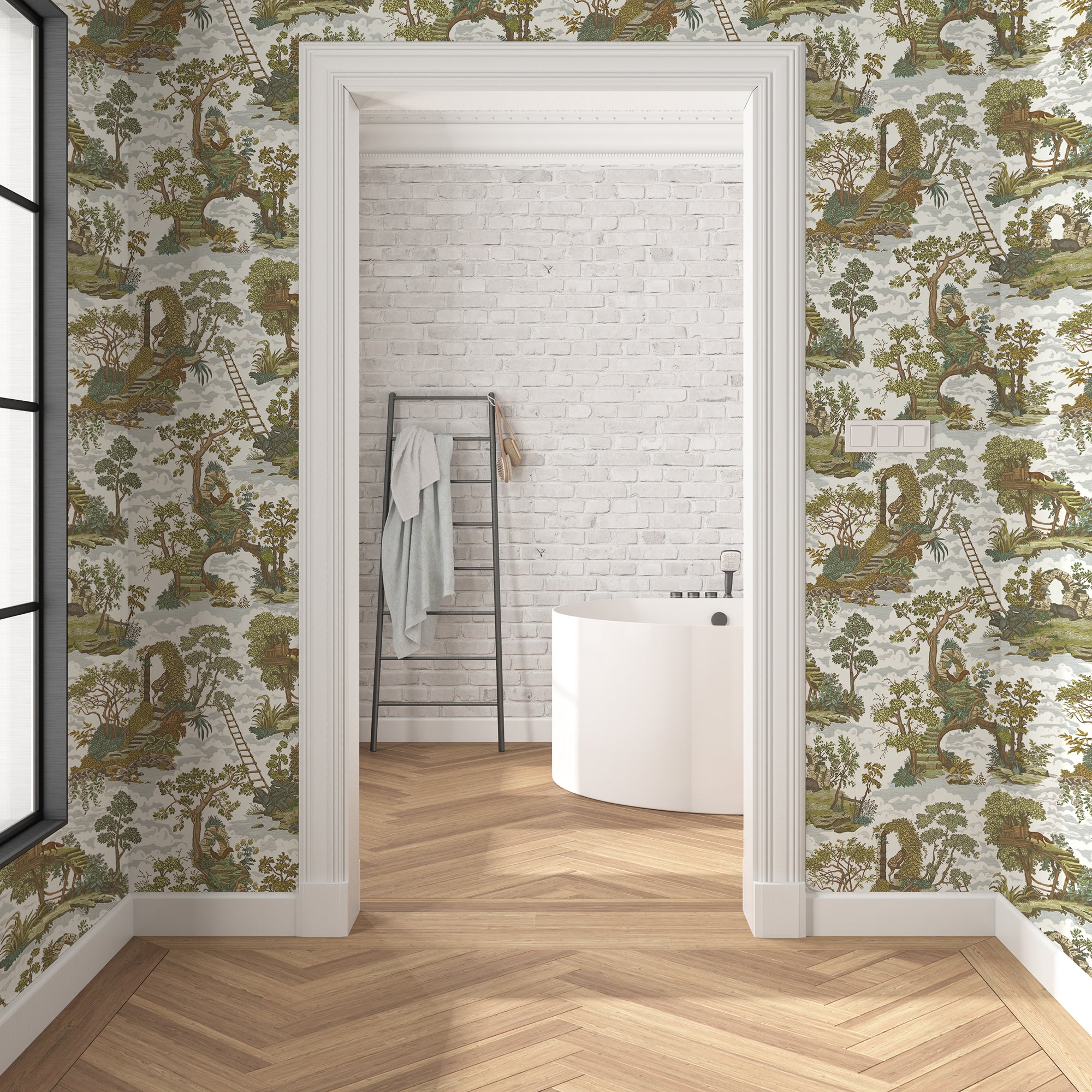 Islet Hopping Wallpaper in olive and blue color - pattern number JMW1037.11.0 - by Kravet in the Josephine Munsey Juniper collection