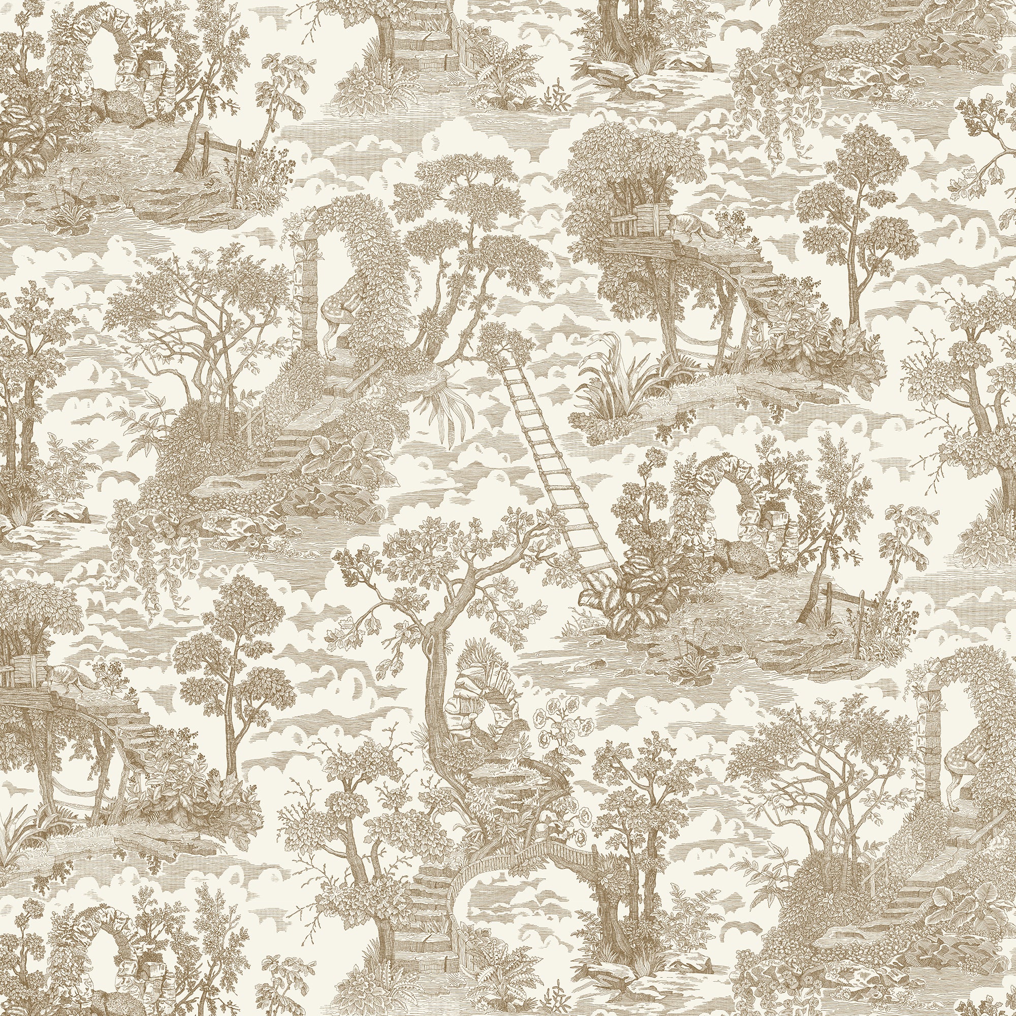 Islet Hopping Toile Wallpaper in stone color - pattern number JMW1038.01.0 - by Kravet in the Josephine Munsey Juniper collection