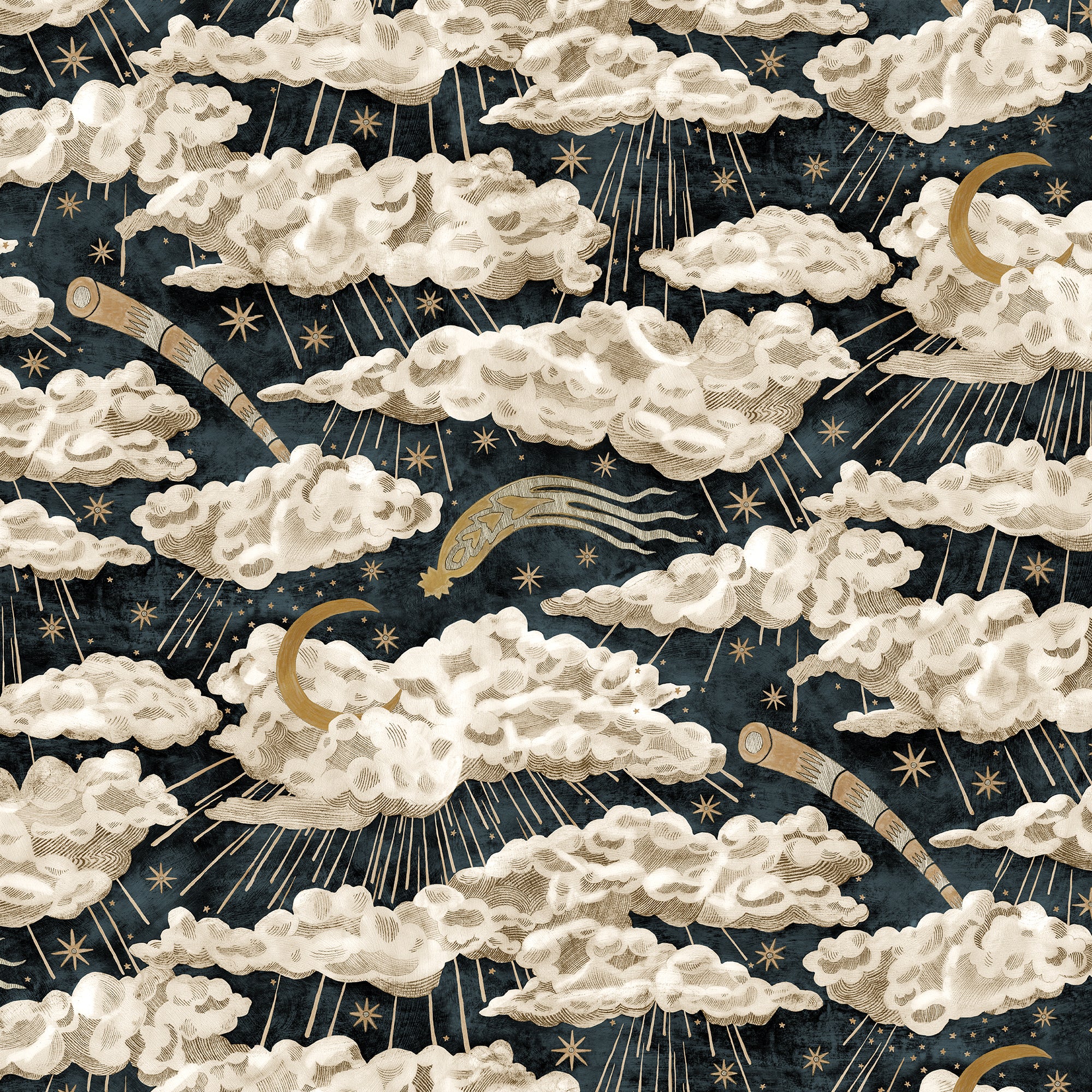 Cumulus Luna Wallpaper in midnight color - pattern number JMW1039.01.0 - by Kravet in the Josephine Munsey Juniper collection
